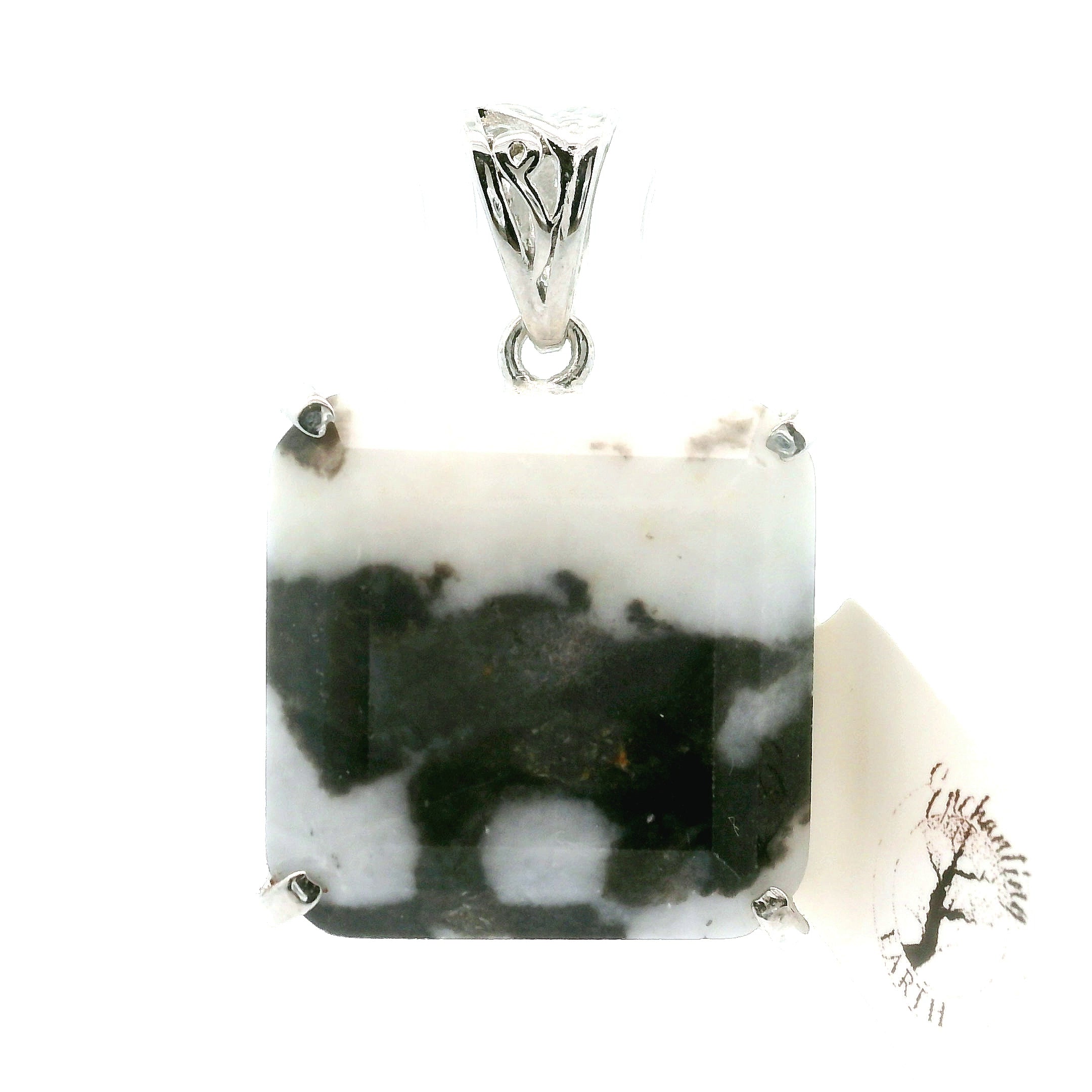 Zebra Jasper Pendant .925 Silver for Grounding and Protection
