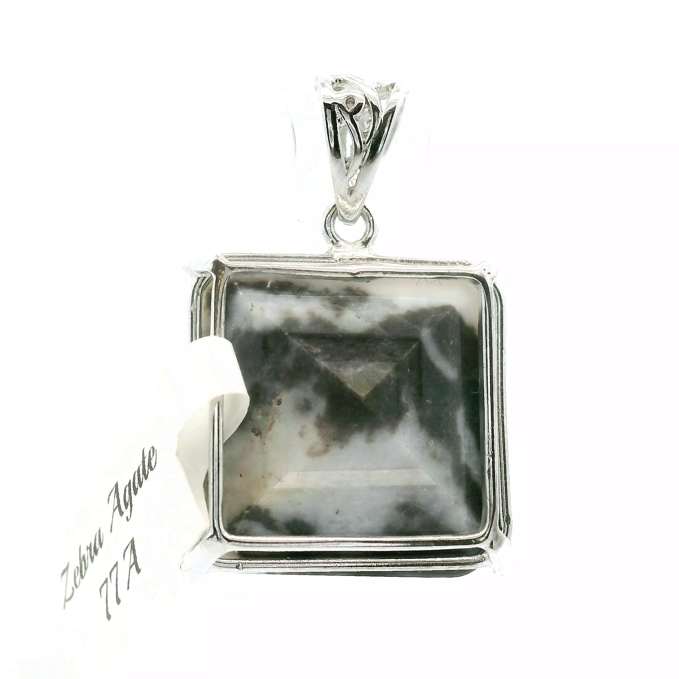 Zebra Jasper Pendant .925 Silver for Grounding and Protection