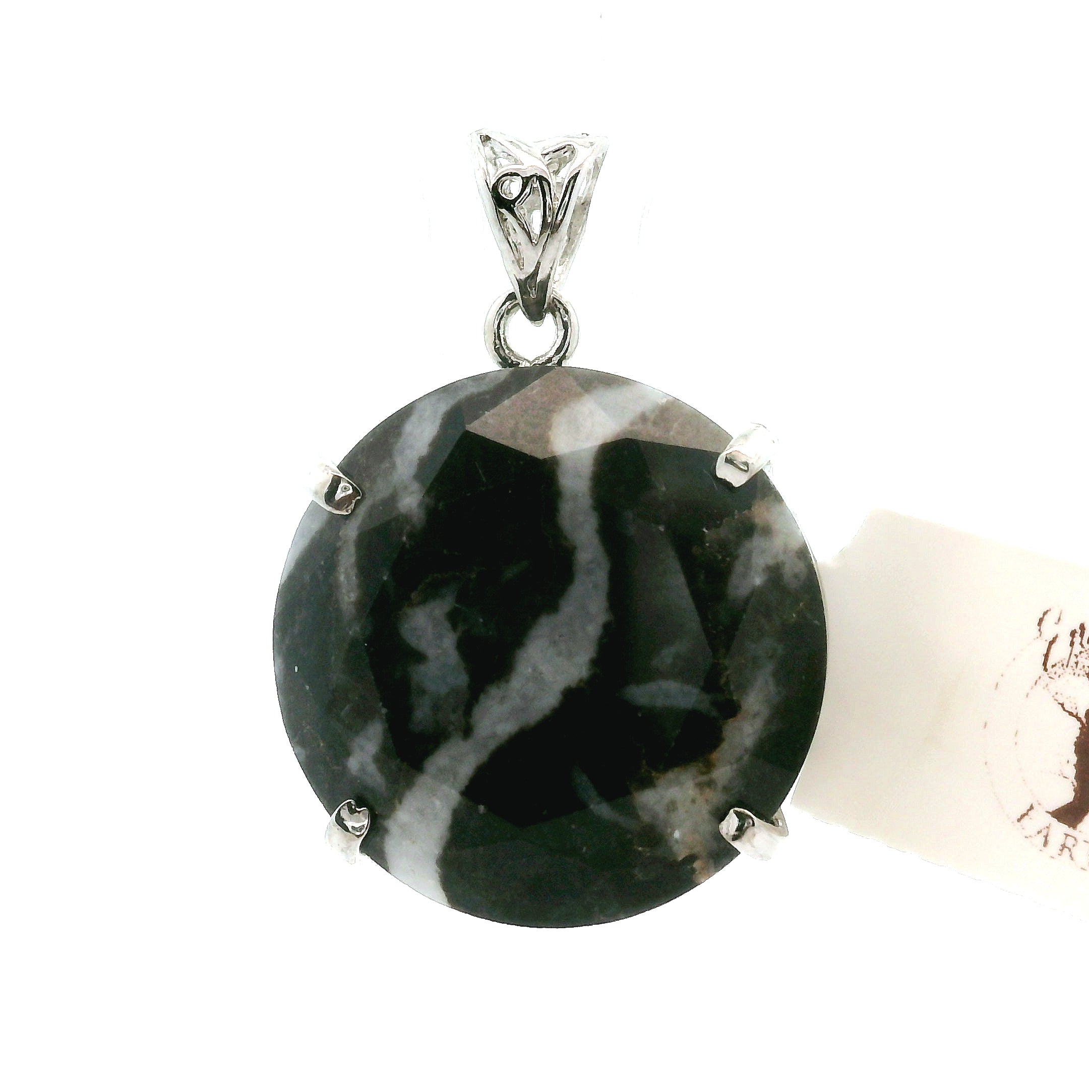 Zebra Jasper Pendant .925 Silver for Grounding and Protection