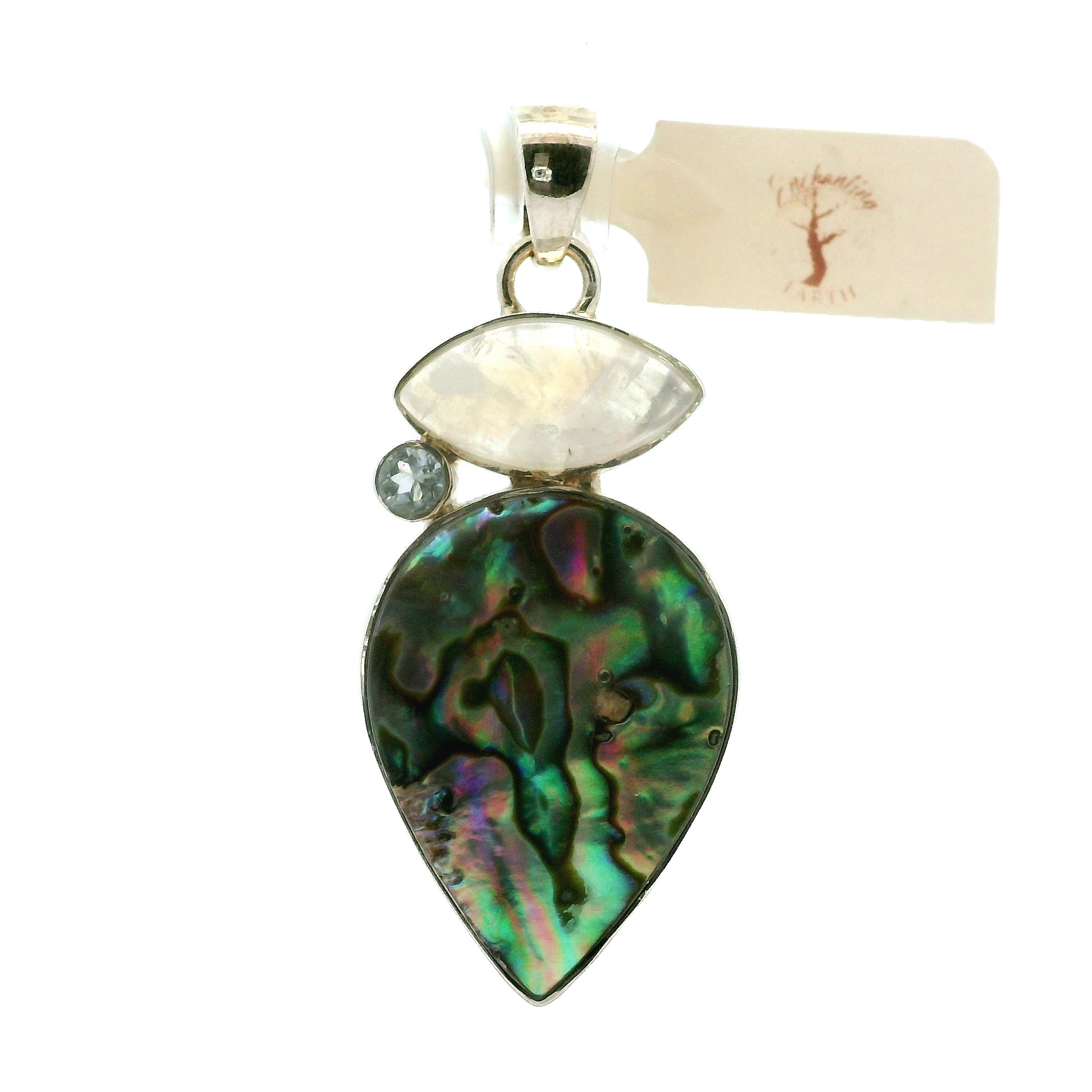 Abalone Shell Multi-Stone .925 Silver for Soothing Anxiety, Promoting Compassion and Love