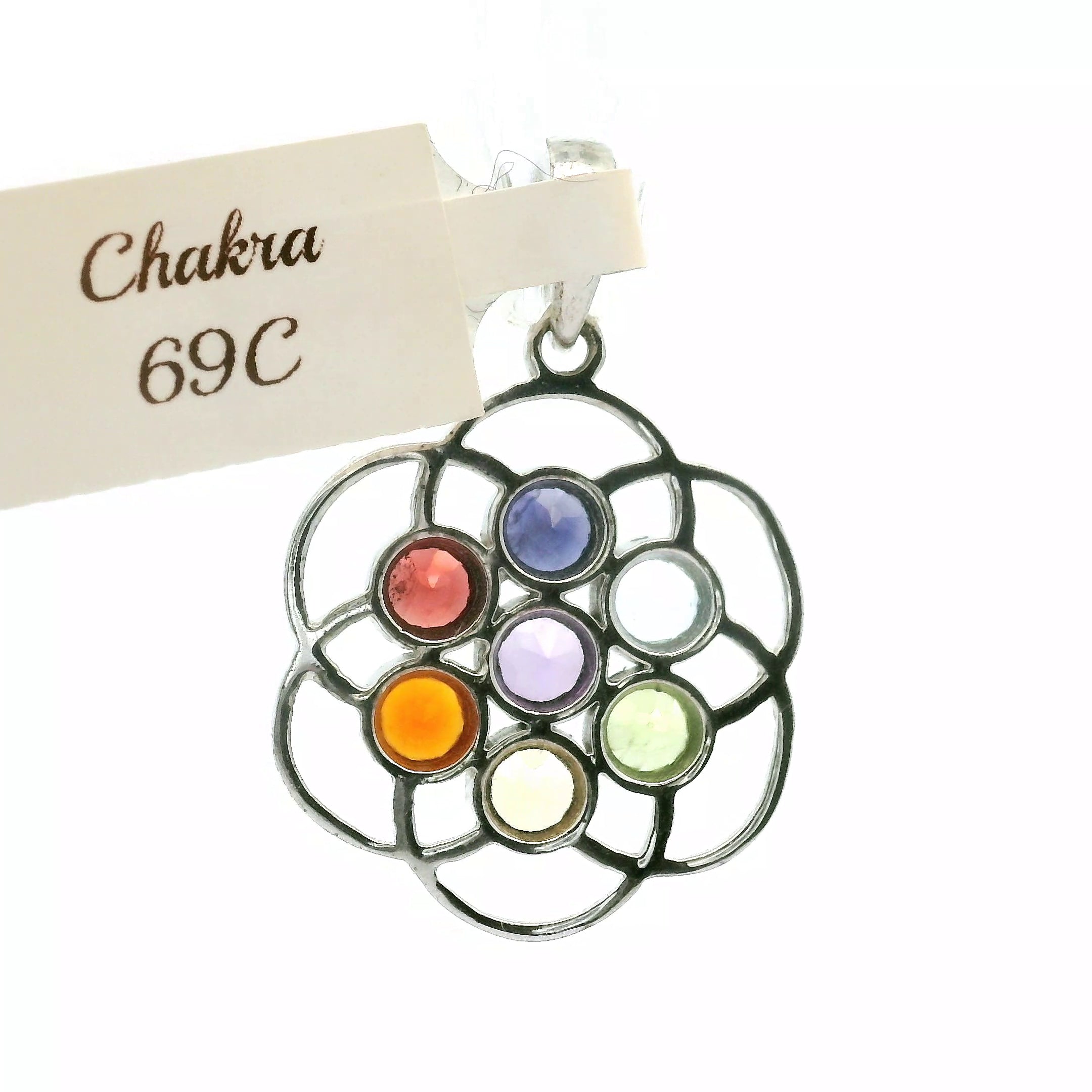 Chakra Flower Pendant .925 Silver for Balancing and Alignment