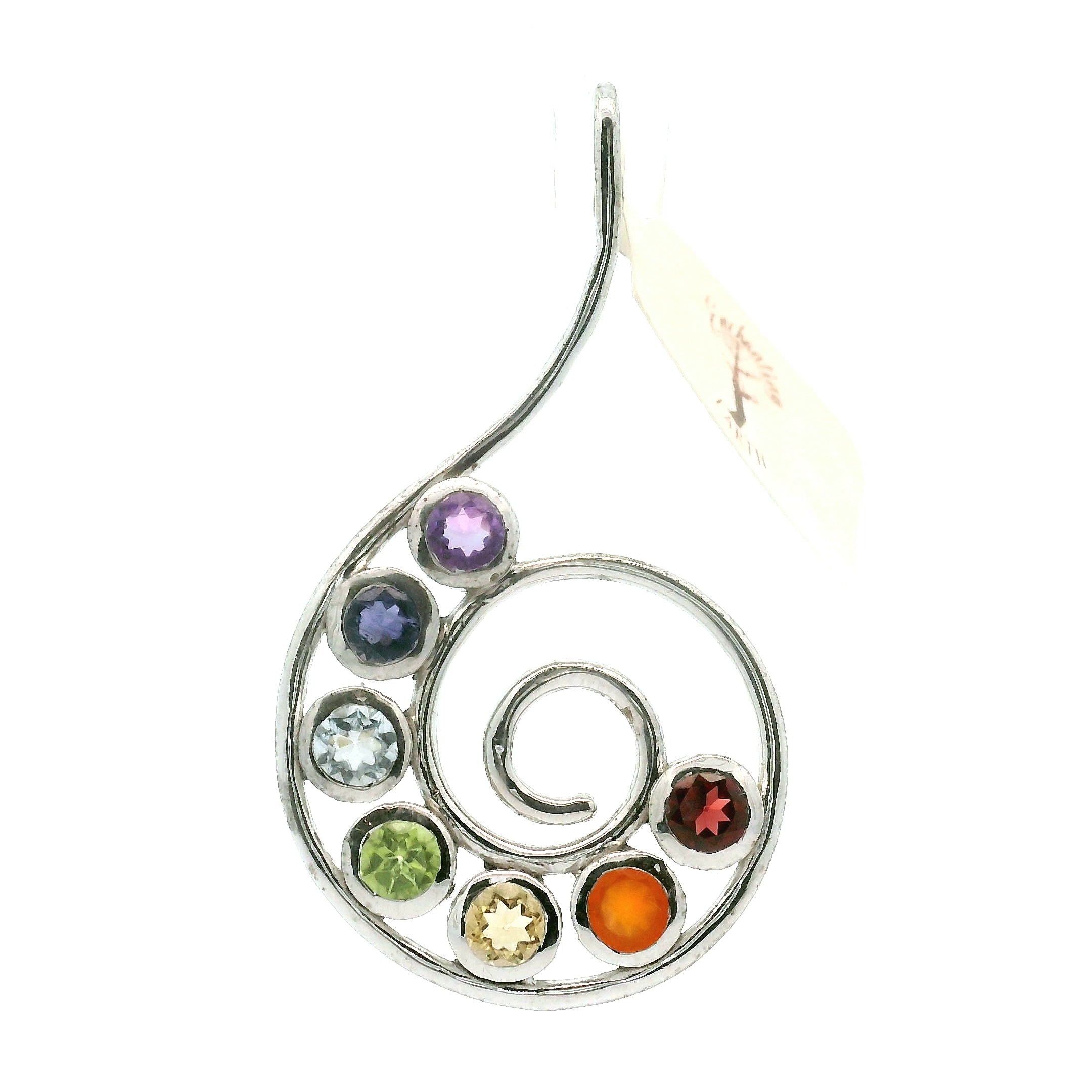 Chakra Spiral Pendant .925 Silver for Balancing and Alignment