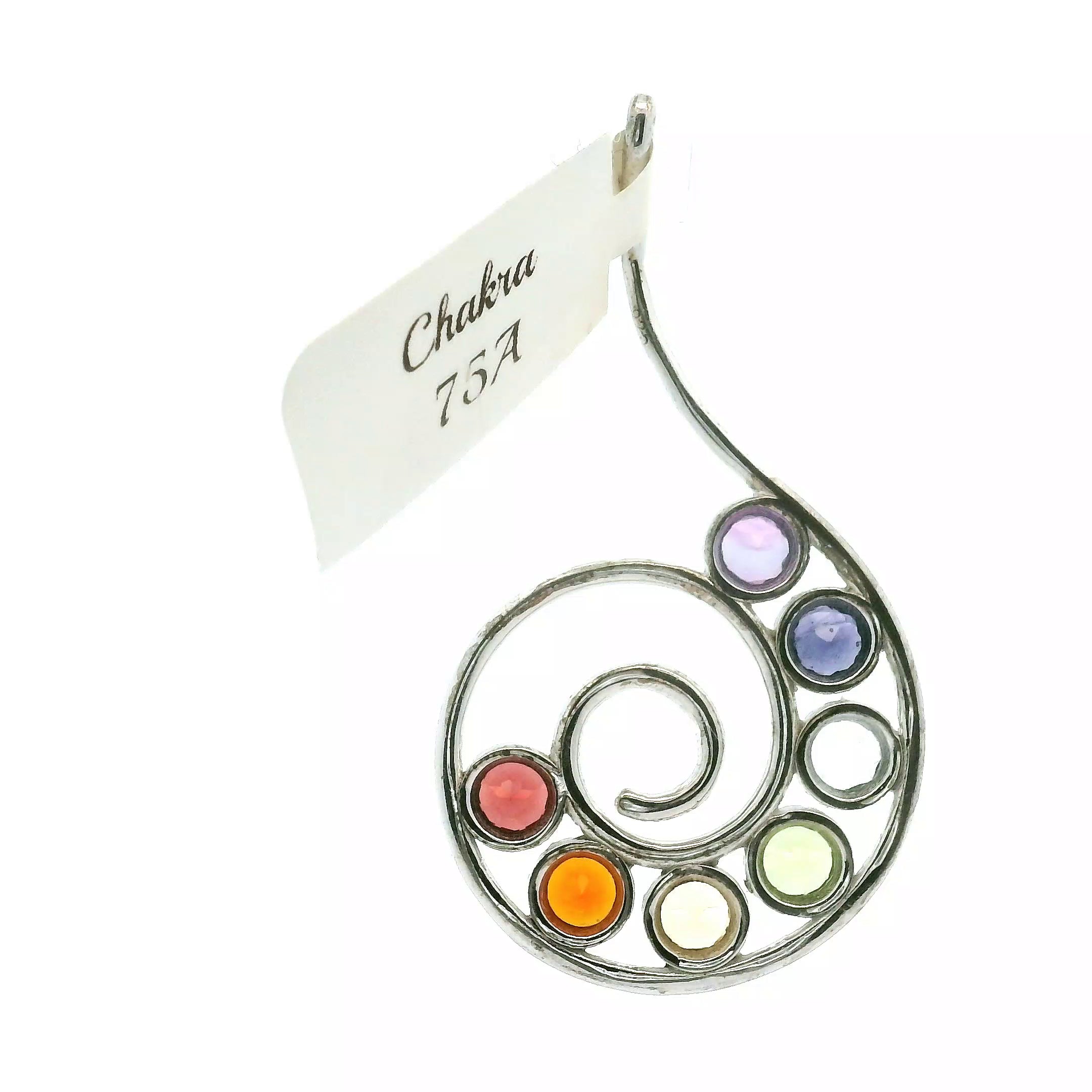 Chakra Spiral Pendant .925 Silver for Balancing and Alignment