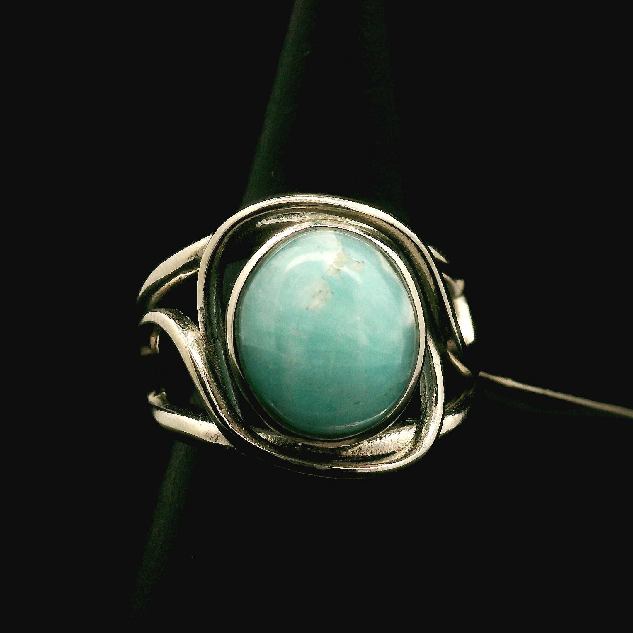 Smithsonite Cuff Ring 925 Silver for Emotional Healing, Compassion and Renewal
