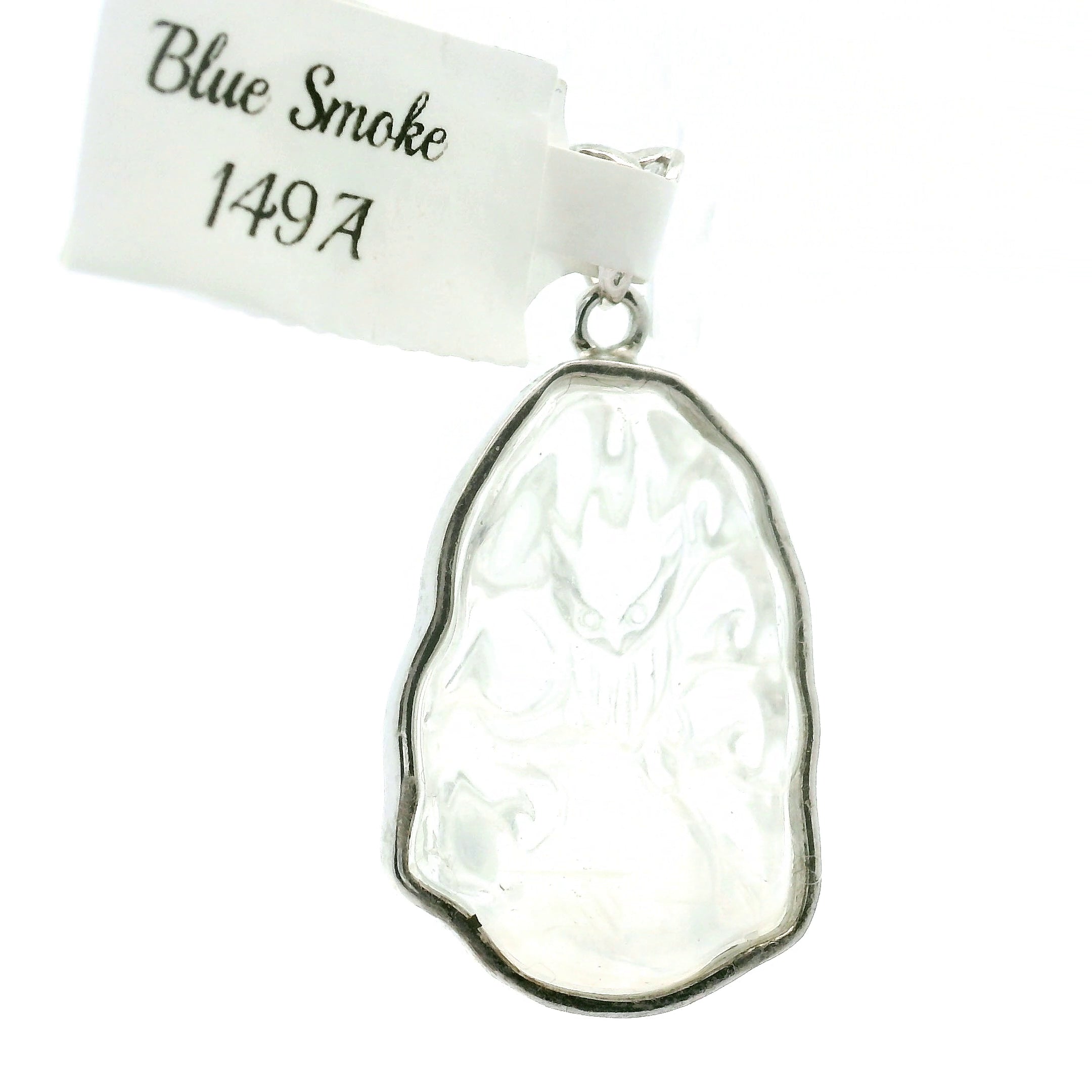 Blue Smoke Lemurian Quartz Nine-tails Pendant .925 Silver for Ascension, Connection with Guides and Meditation