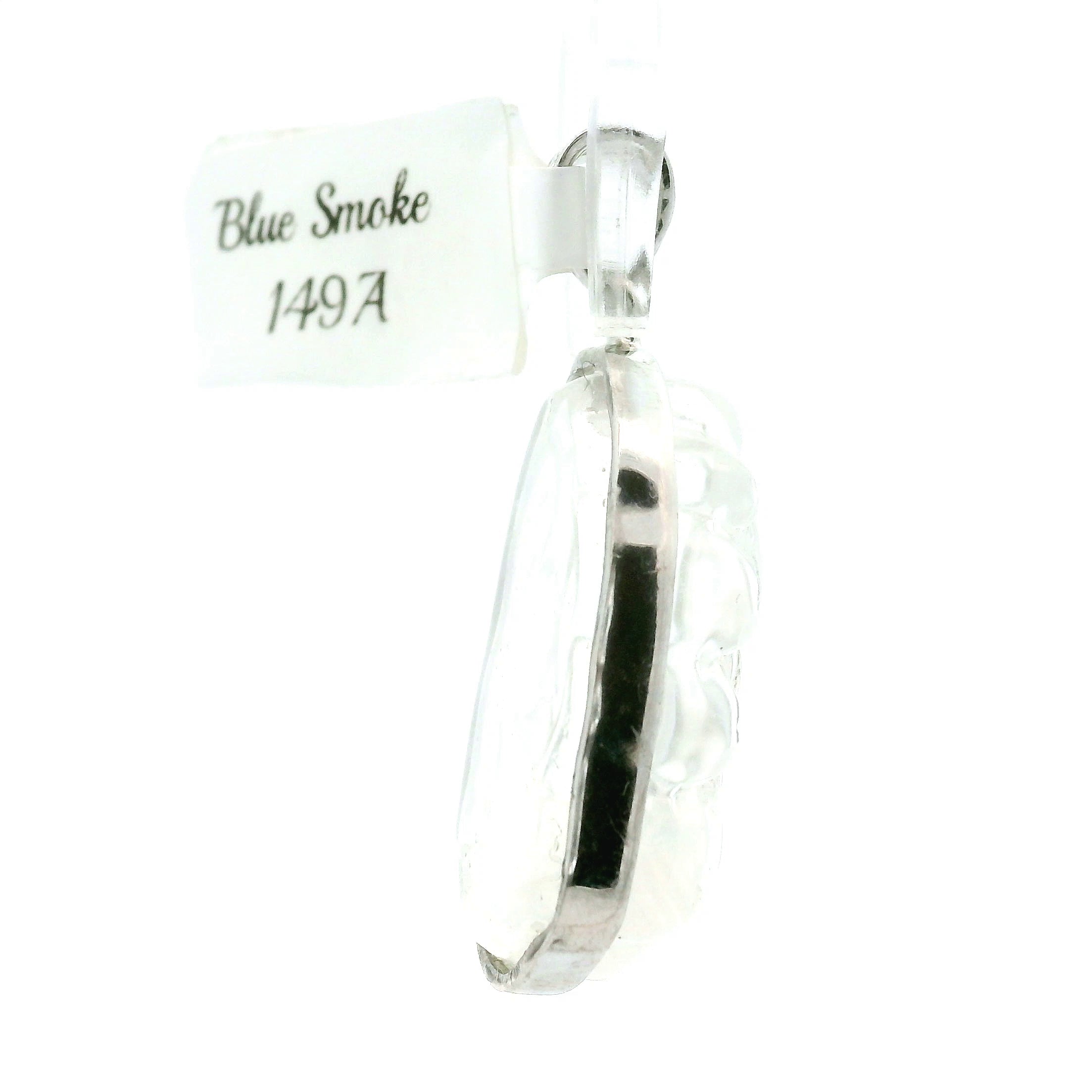 Blue Smoke Lemurian Quartz Nine-tails Pendant .925 Silver for Ascension, Connection with Guides and Meditation