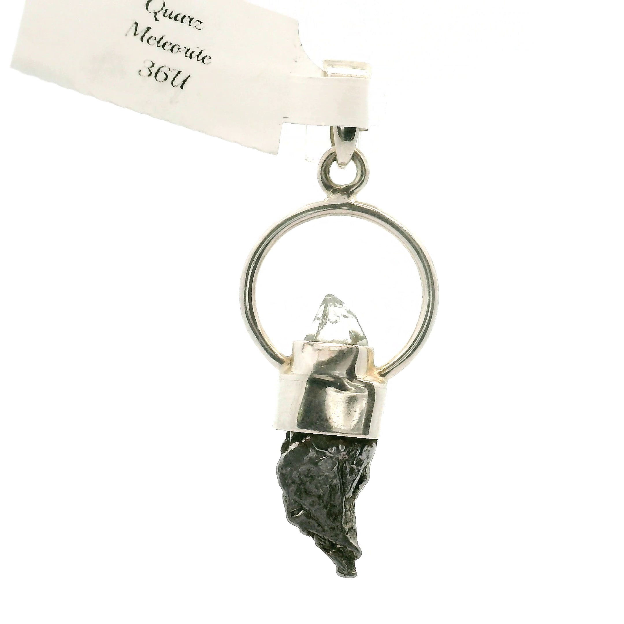 Quartz & Meteorite Pendant .925 Silver for Spiritual Awakening and Multidimensional Awareness
