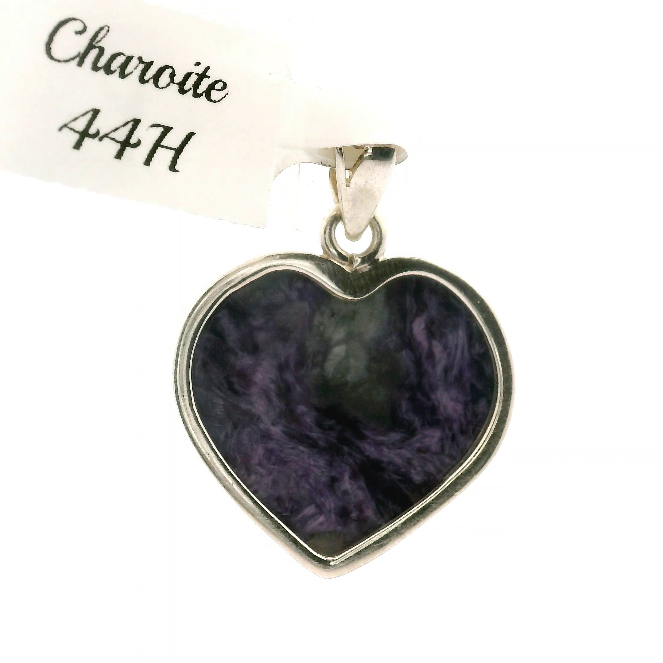 Charoite Heart Pendant .925 Silver for Enhancing your Intuitive Gifts and Spiritual Transformation