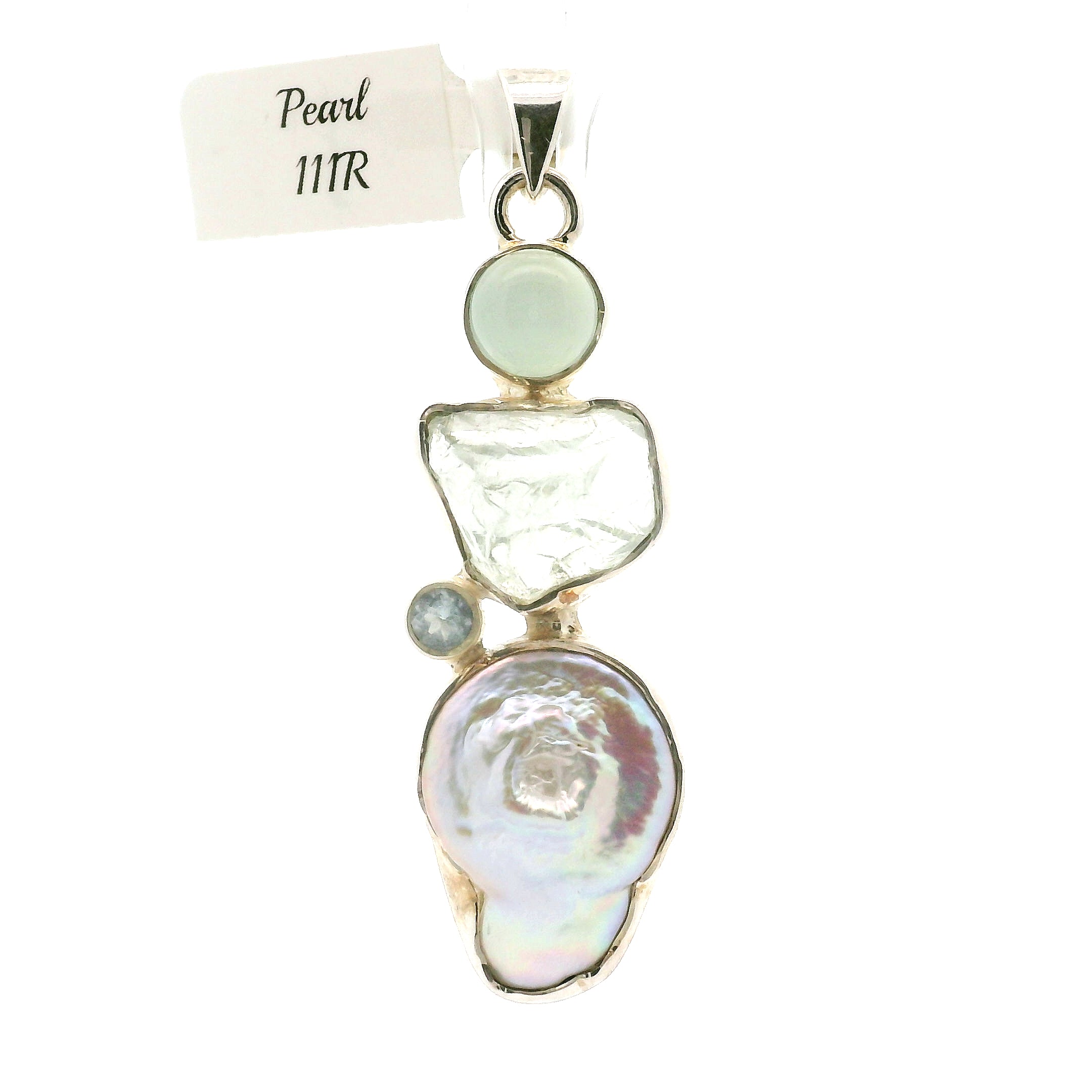 Pearl Multi-Stone Pendant .925 Silver for Embracing your Feminine Power, Memory and Peace of Mind