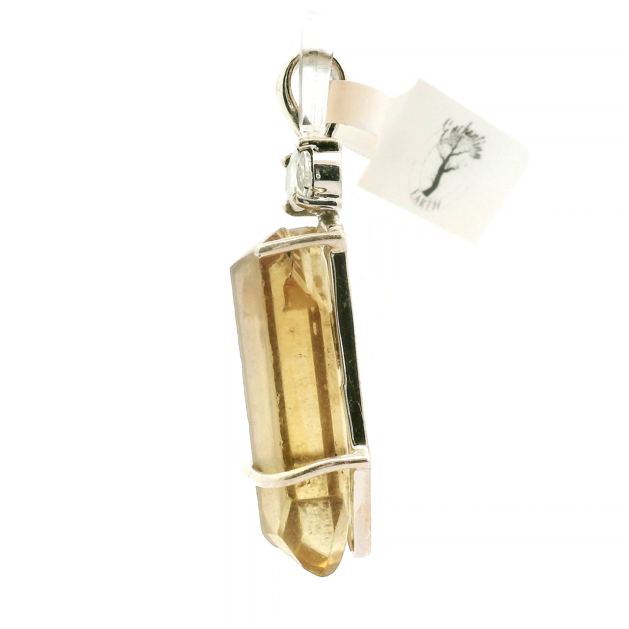 Citrine with Moonstone Pendant .925 Silver for Abundance, Intuition, Luck and Protection