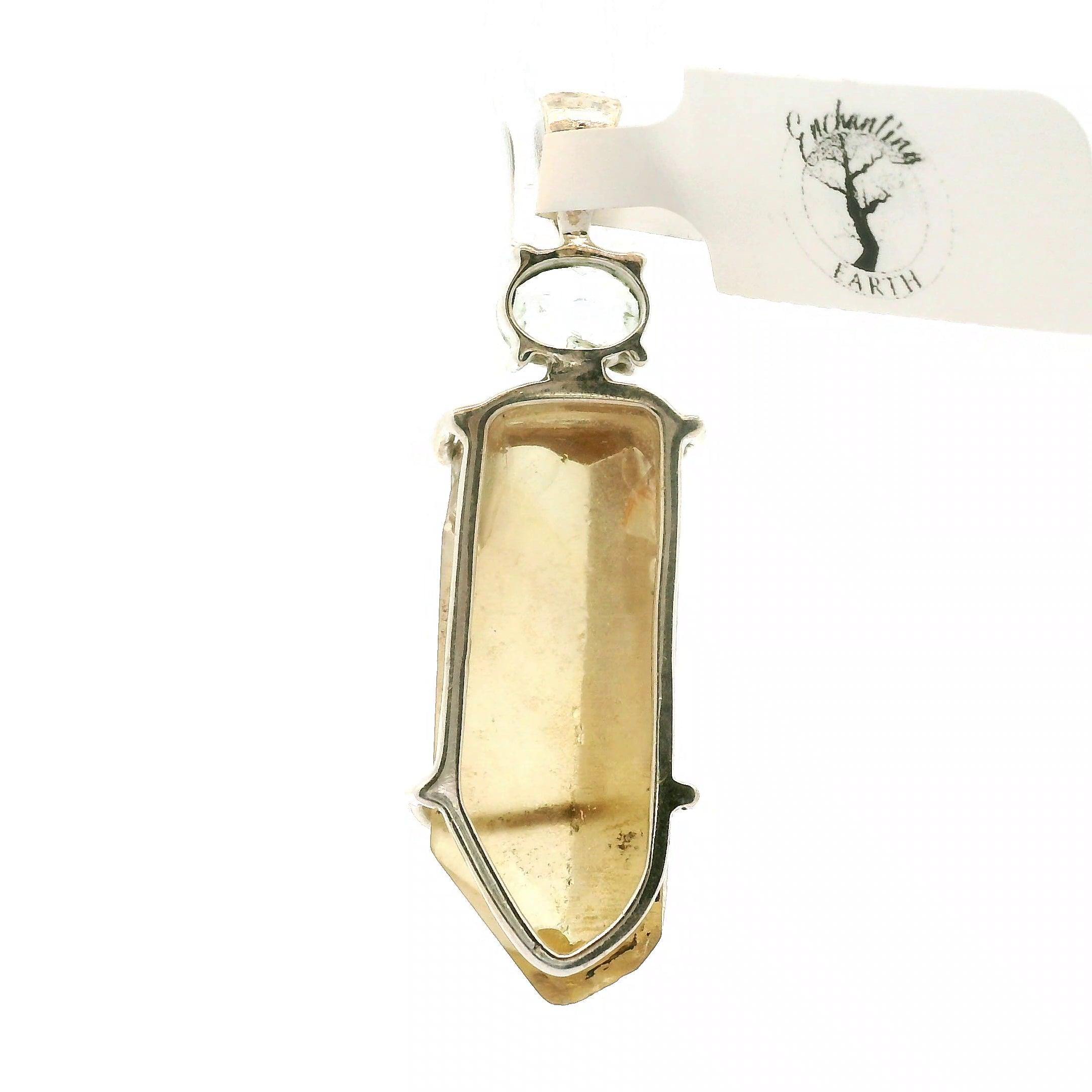 Citrine with Moonstone Pendant .925 Silver for Abundance, Intuition, Luck and Protection