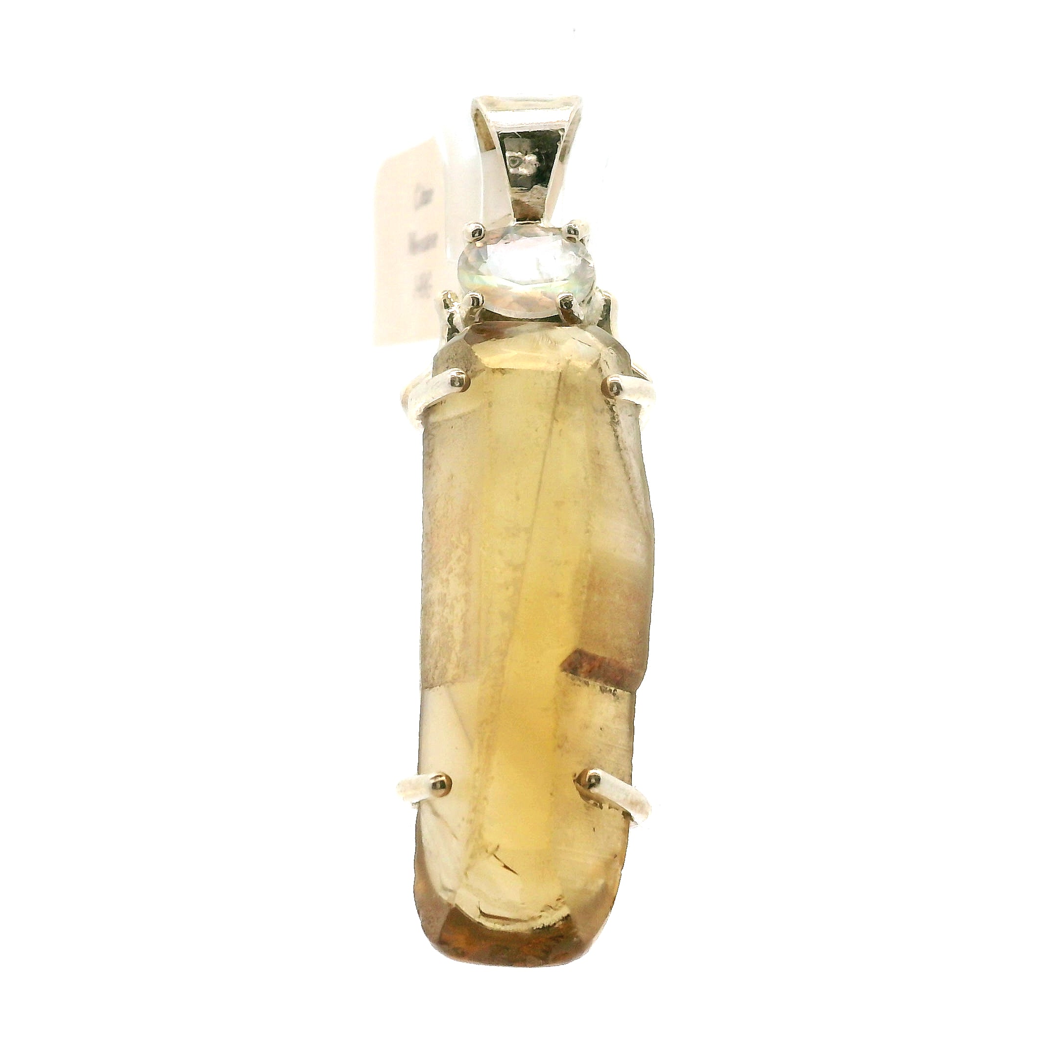 Citrine with Moonstone Pendant .925 Silver for Abundance, Intuition, Luck and Protection