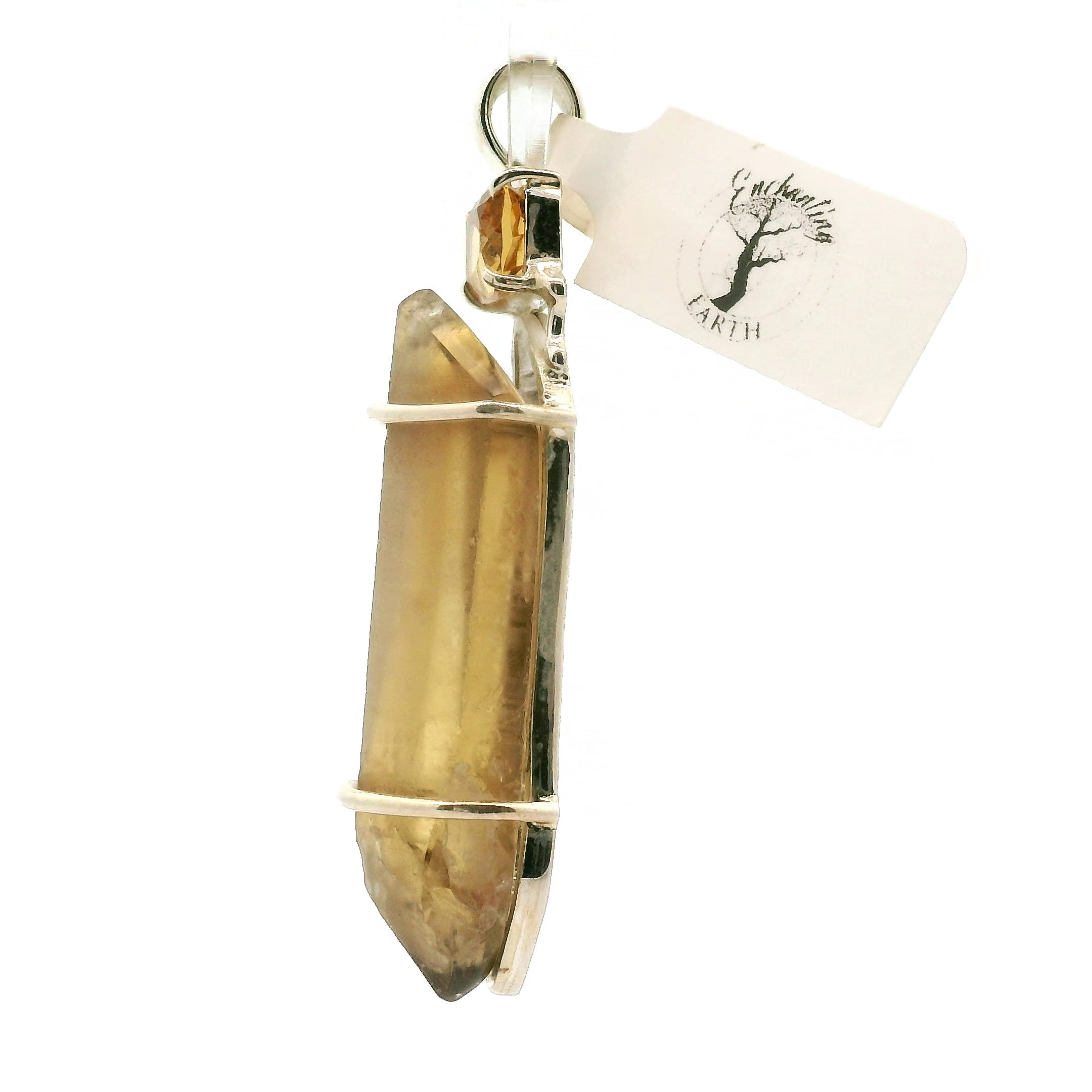 Citrine with Citrine Pendant .925 Silver for Abundance, Intuition, Luck and Protection