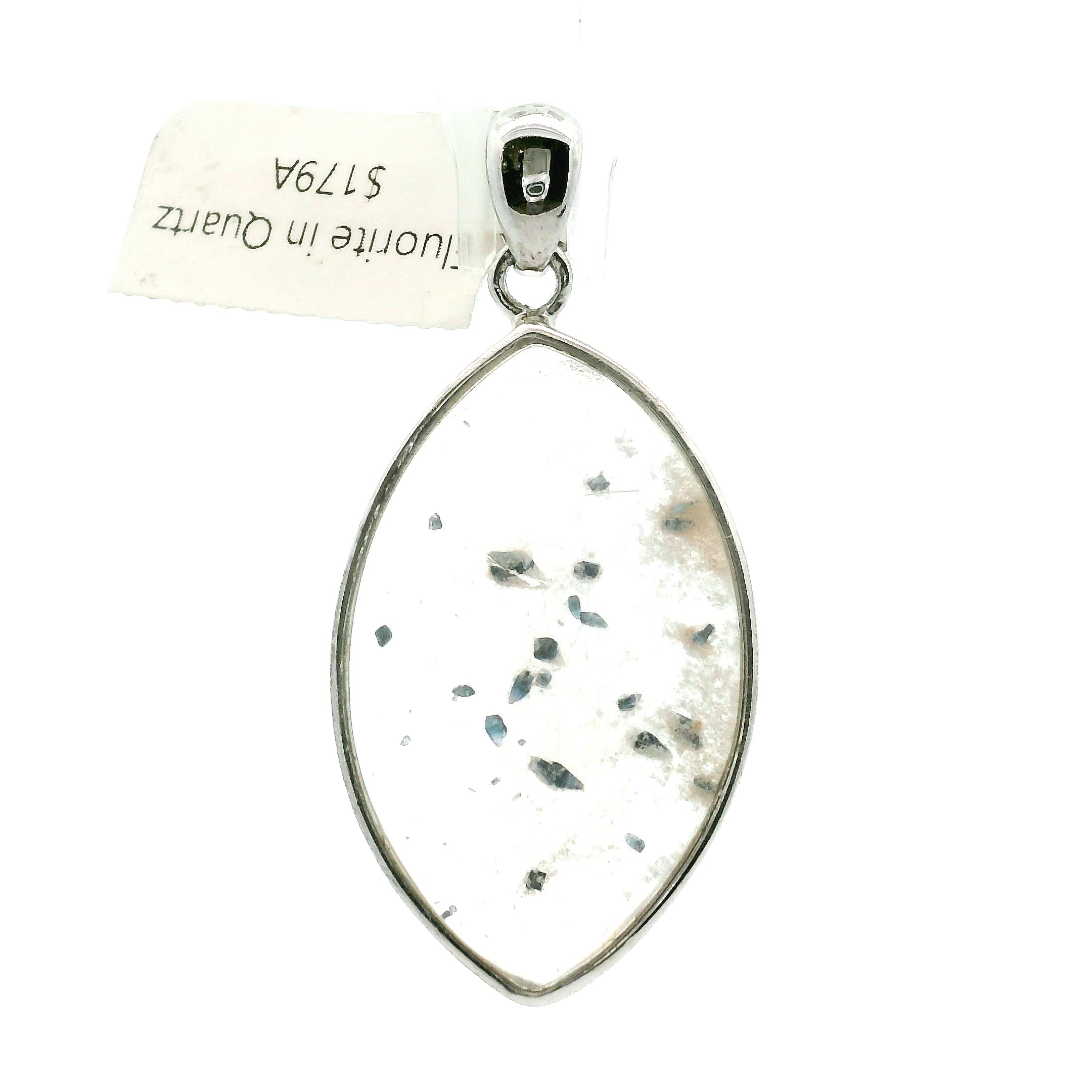 Fluorite in Quartz Pendant 925 Silver for Wisdom and Energetic Support