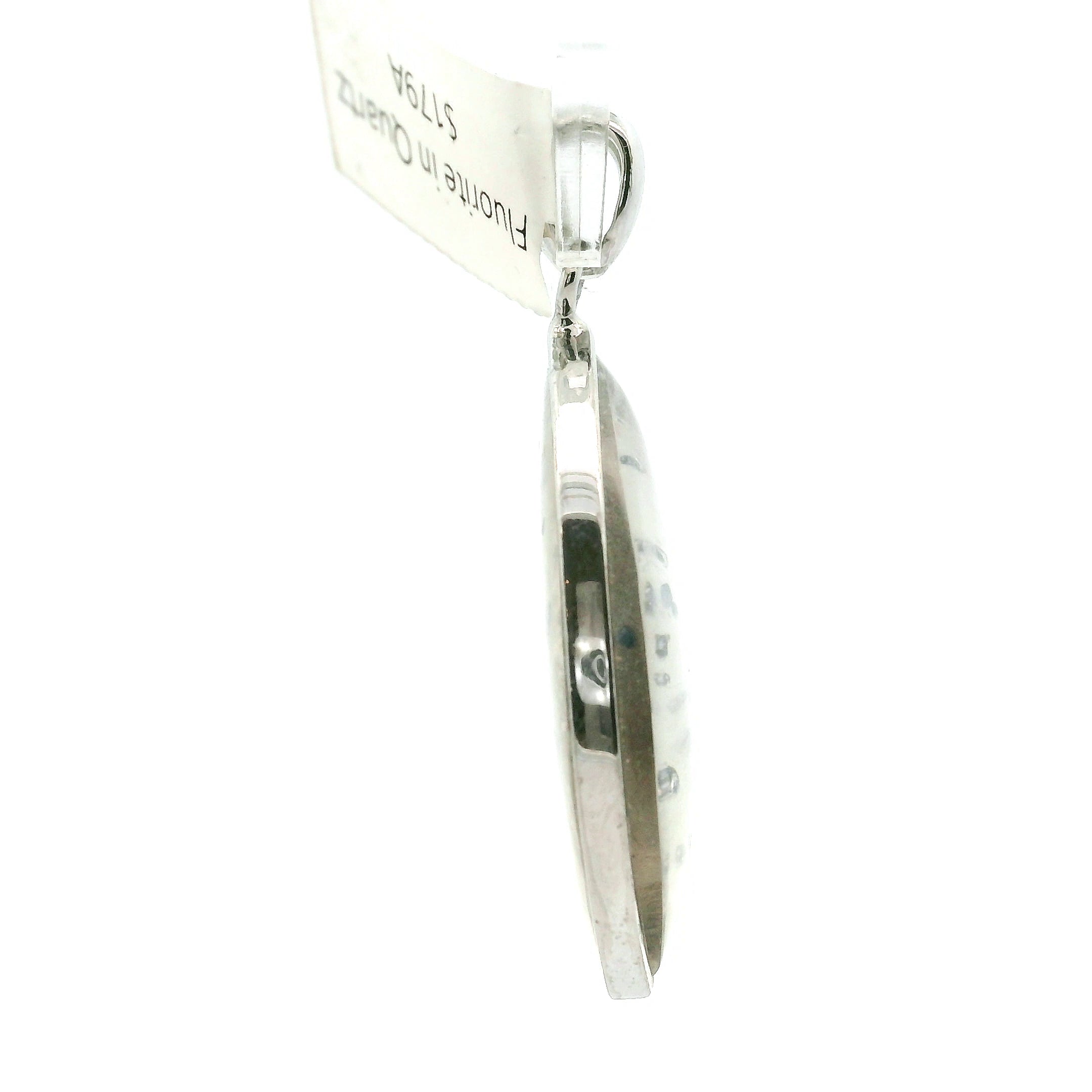 Fluorite in Quartz Pendant 925 Silver for Wisdom and Energetic Support