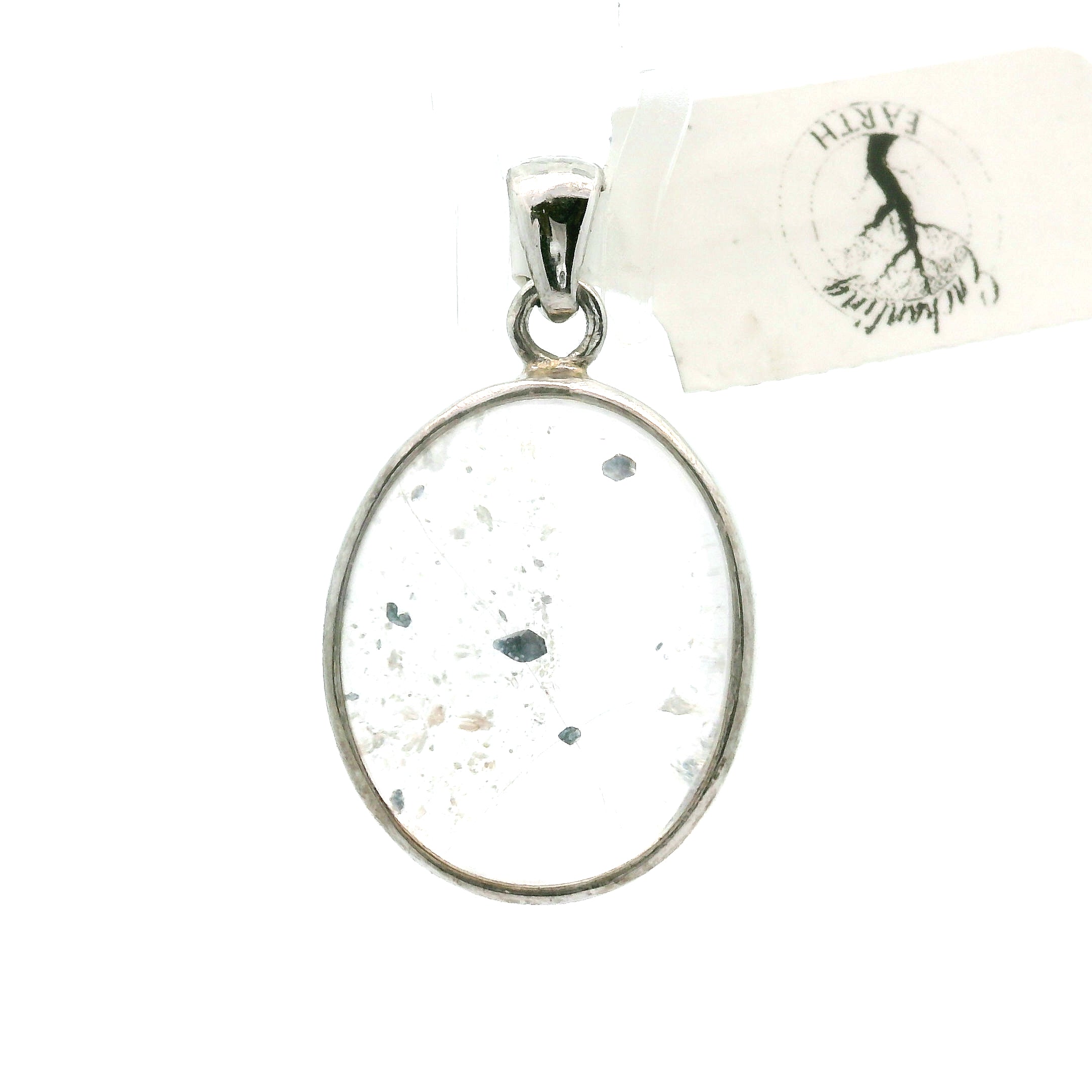 Fluorite in Quartz Pendant 925 Silver for Wisdom and Energetic Support