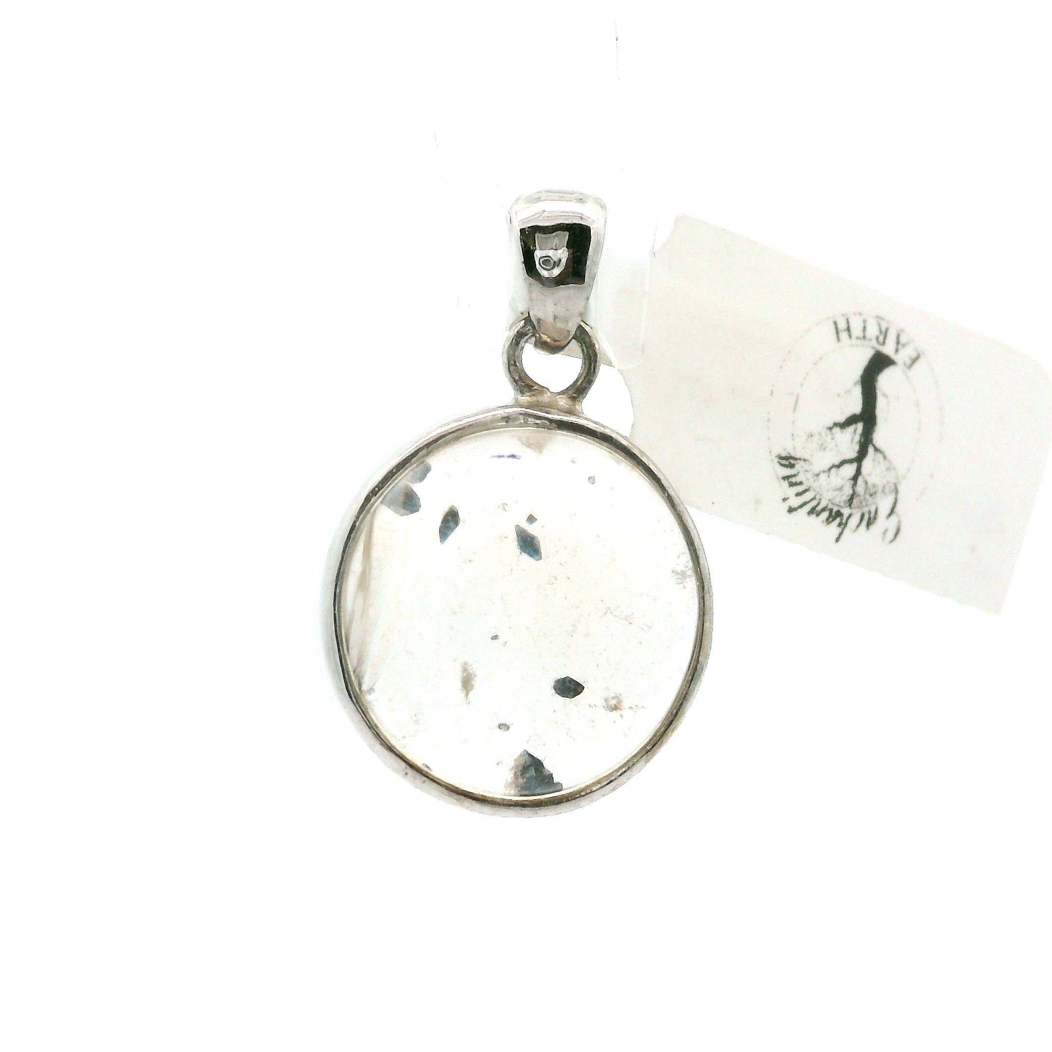 Fluorite in Quartz Pendant 925 Silver for Wisdom and Energetic Support