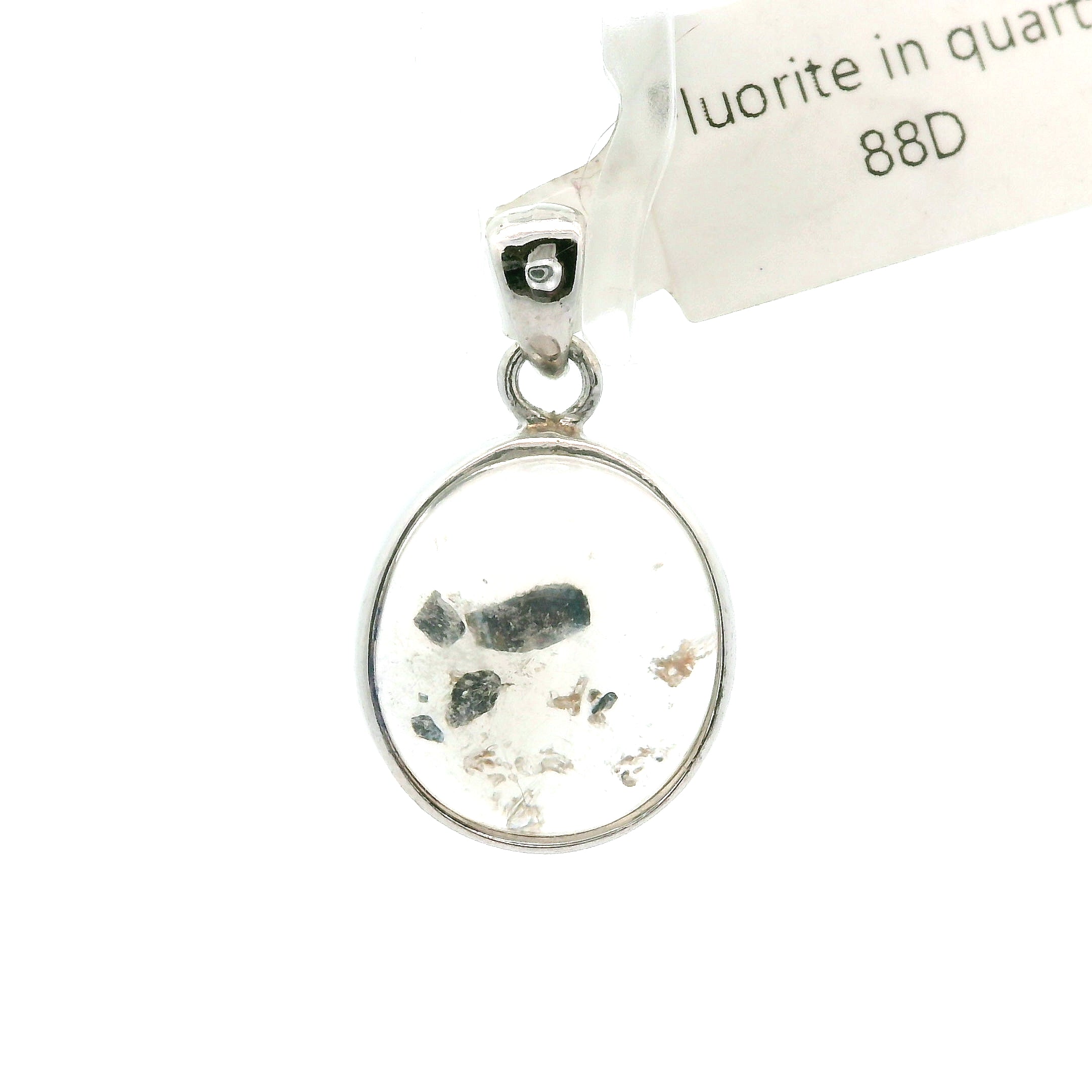 Fluorite in Quartz Pendant 925 Silver for Wisdom and Energetic Support