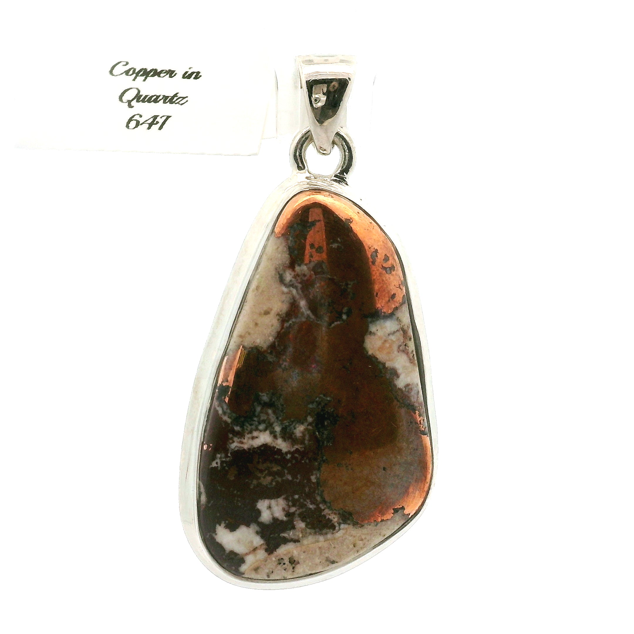 Copper in Quartz Pendant 925 Silver for Wisdom and Energetic Support