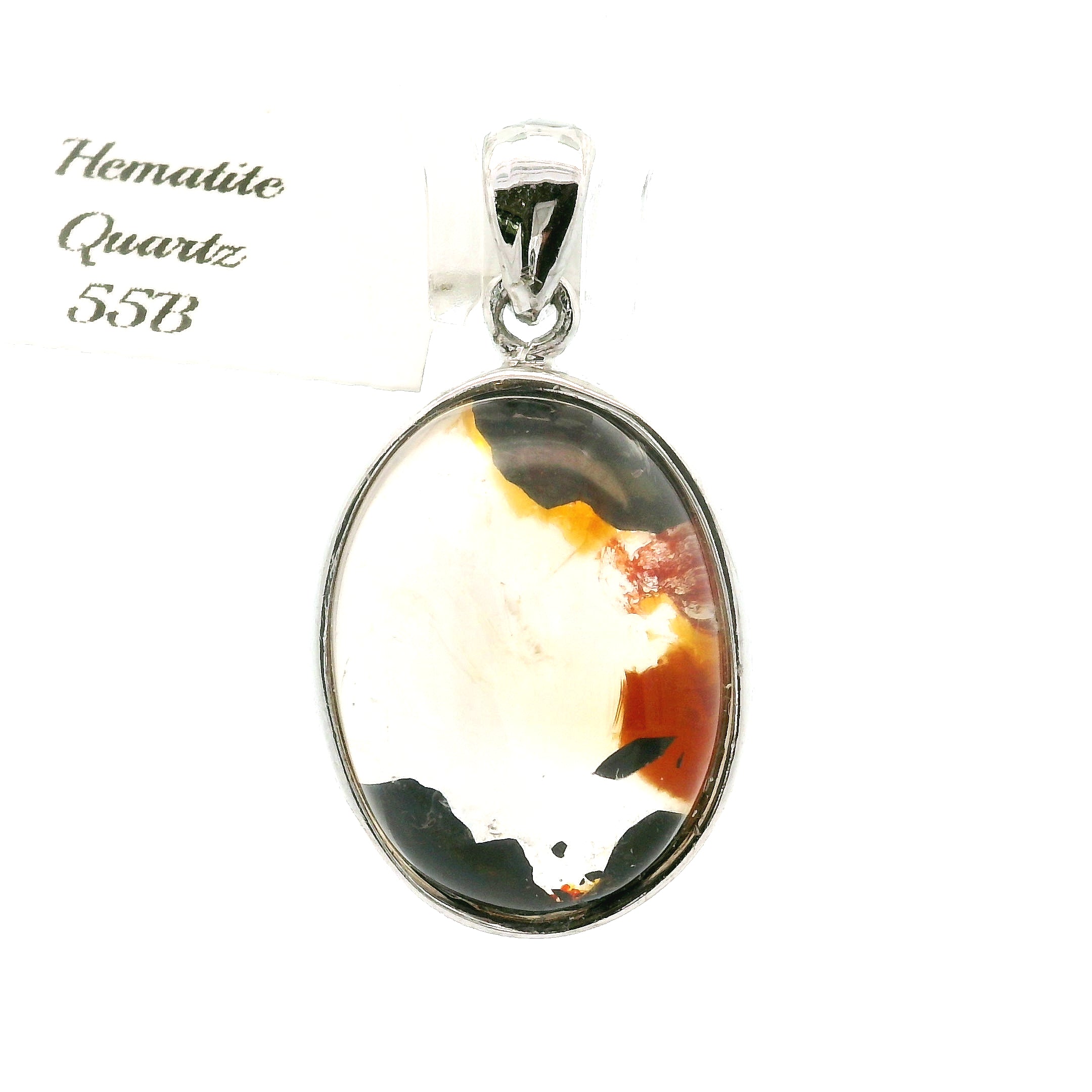 Hematite in Quartz Pendant .925 Sterling Silver for Confidence, Vitality and Grounding