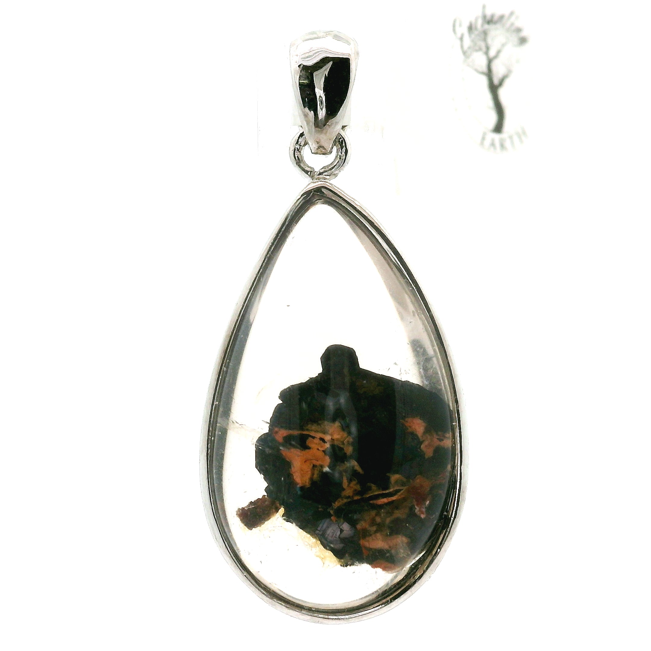 Hematite in Quartz Pendant .925 Sterling Silver for Confidence, Vitality and Grounding