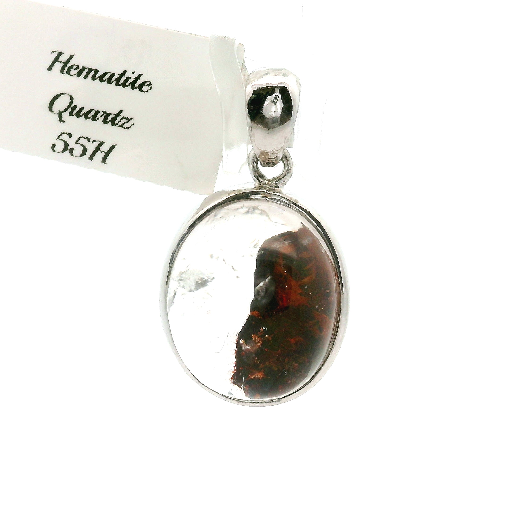 Hematite in Quartz Pendant .925 Sterling Silver for Confidence, Vitality and Grounding