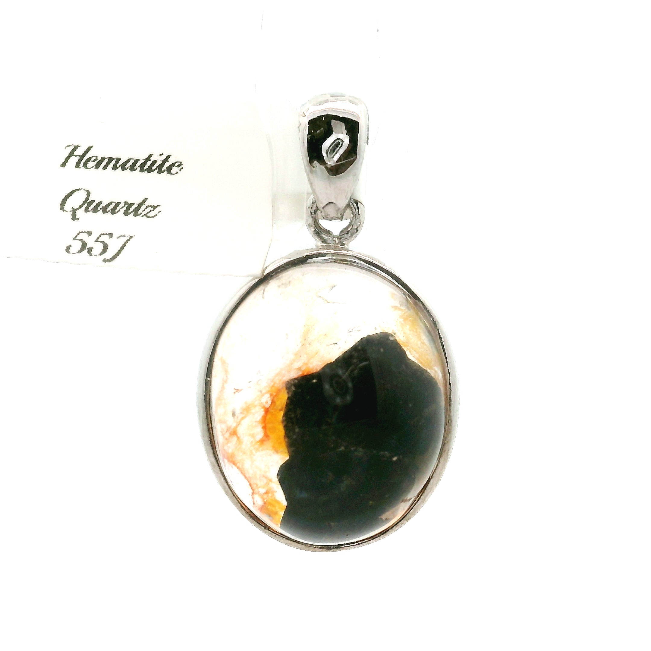 Hematite in Quartz Pendant .925 Sterling Silver for Confidence, Vitality and Grounding