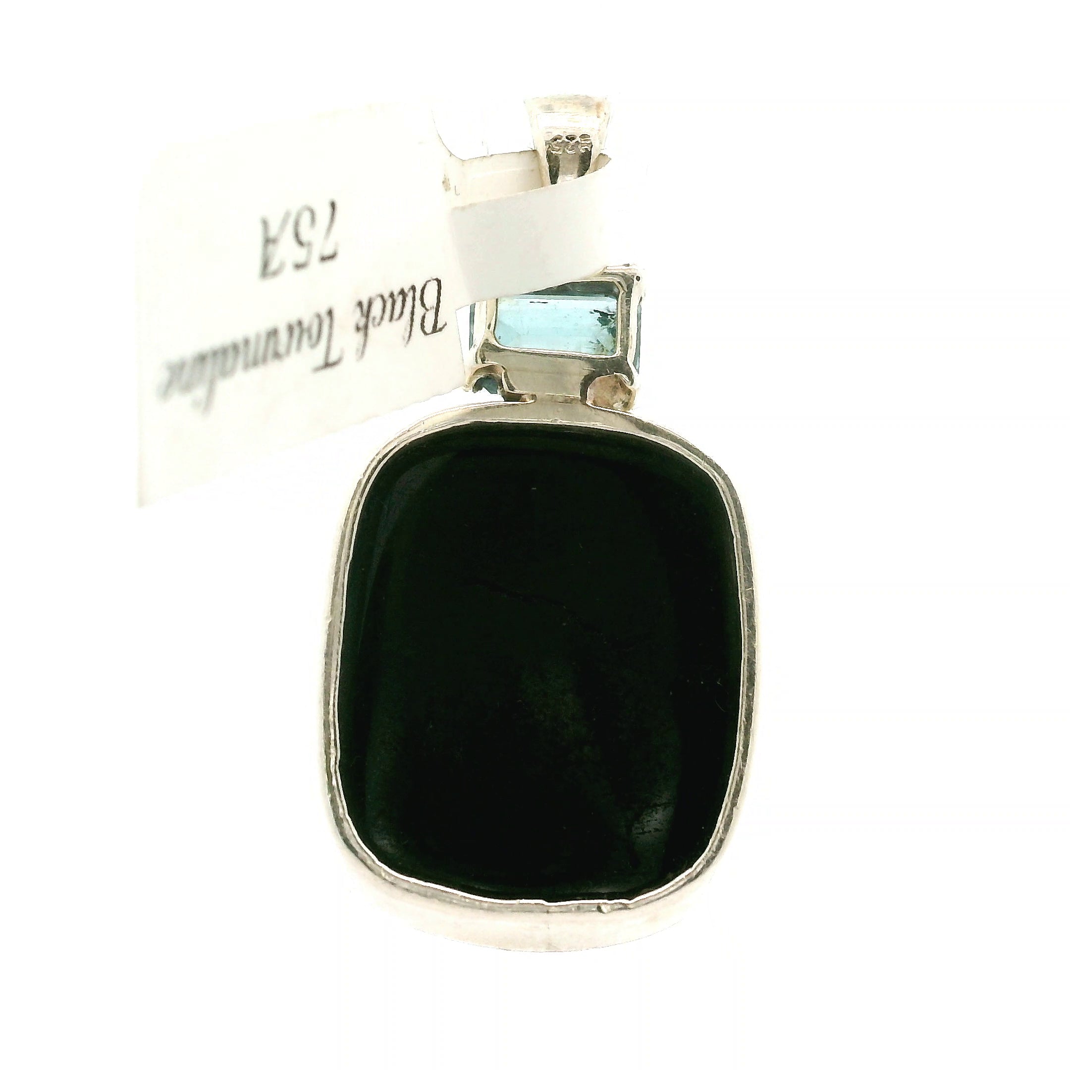 Black Tourmaline with Blue Kyanite Pendant 925 Silver for Anxiety Relief, Balance and Grounding