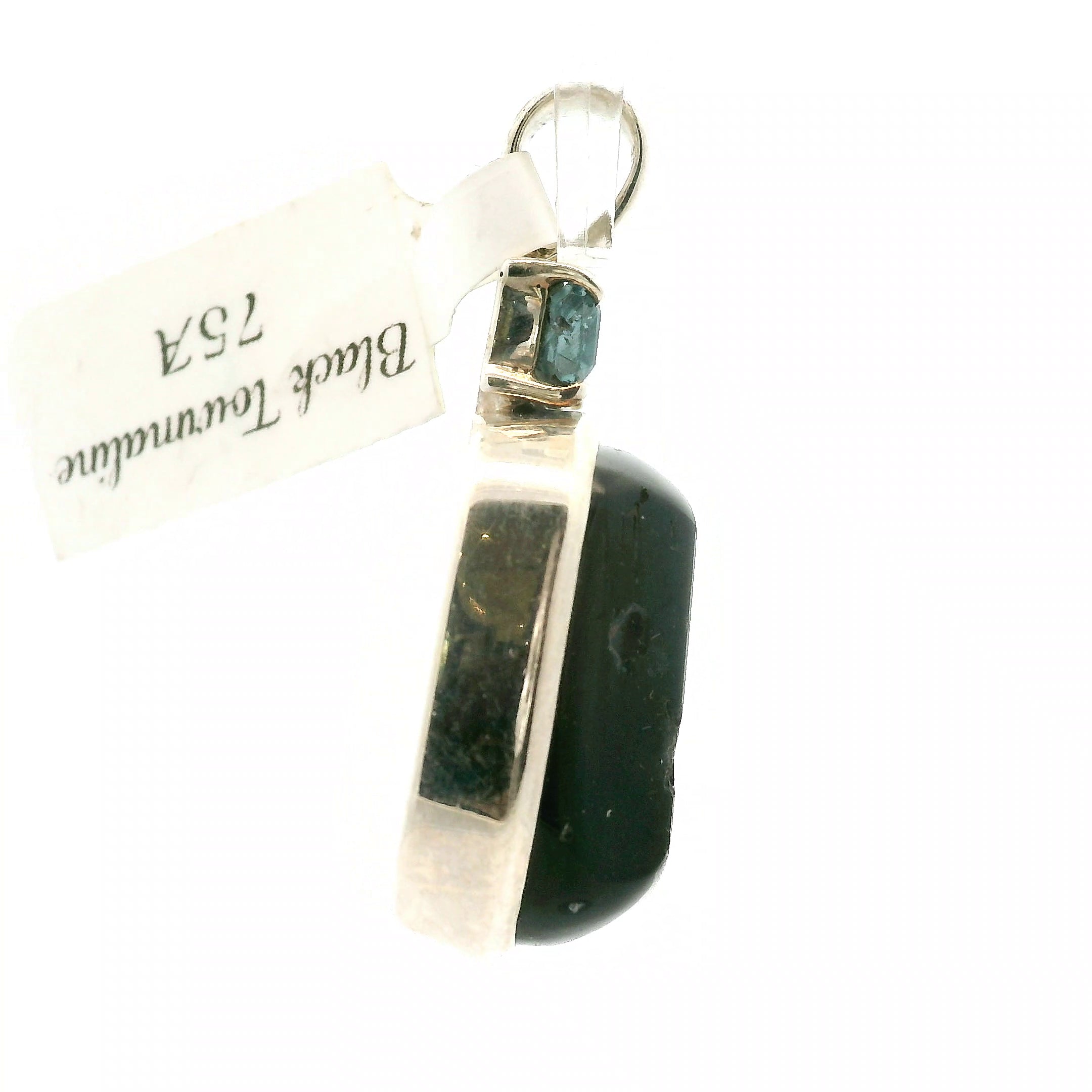 Black Tourmaline with Blue Kyanite Pendant 925 Silver for Anxiety Relief, Balance and Grounding