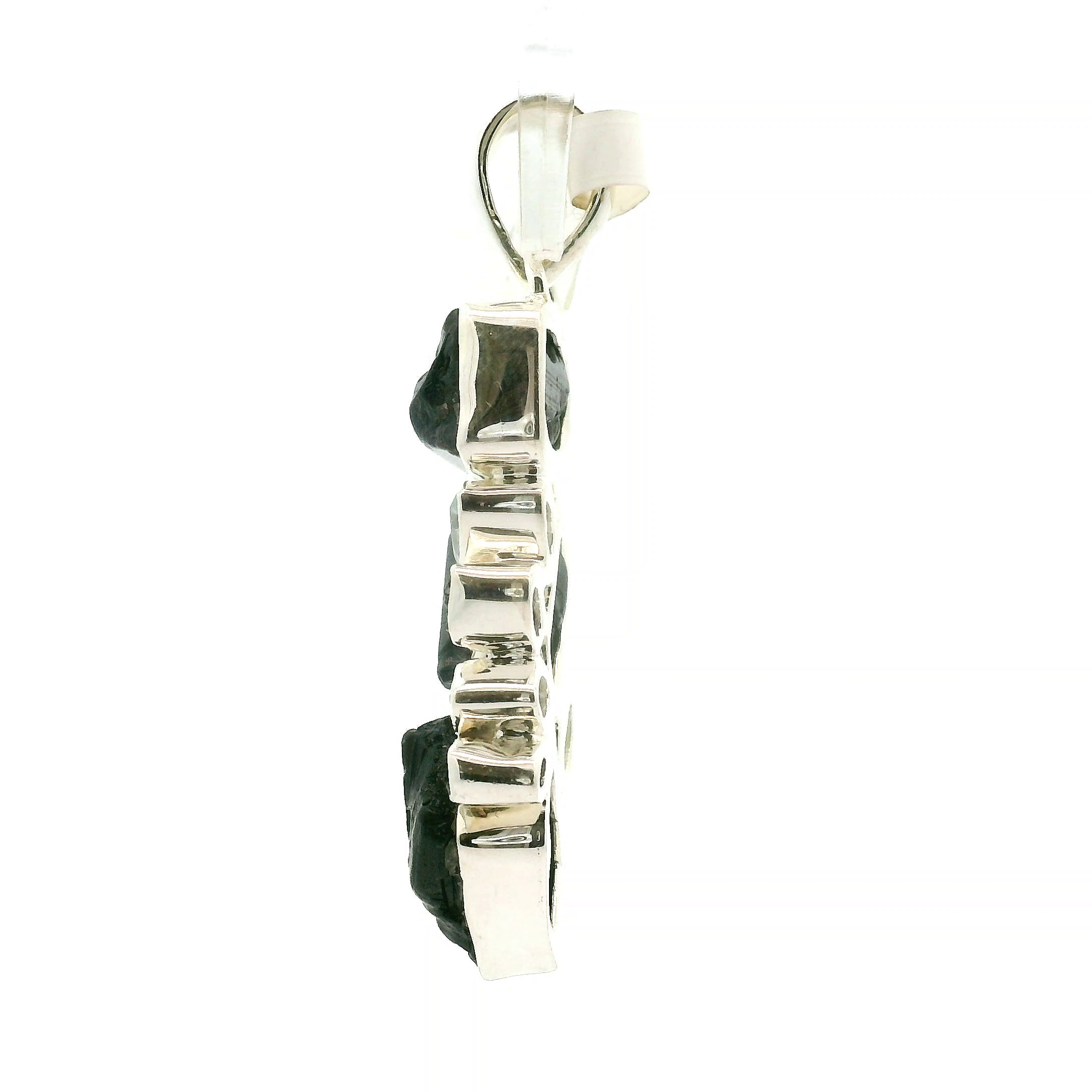 Black Tourmaline Multi-Stone Pendant 925 Silver for Protection and Energetic Purification