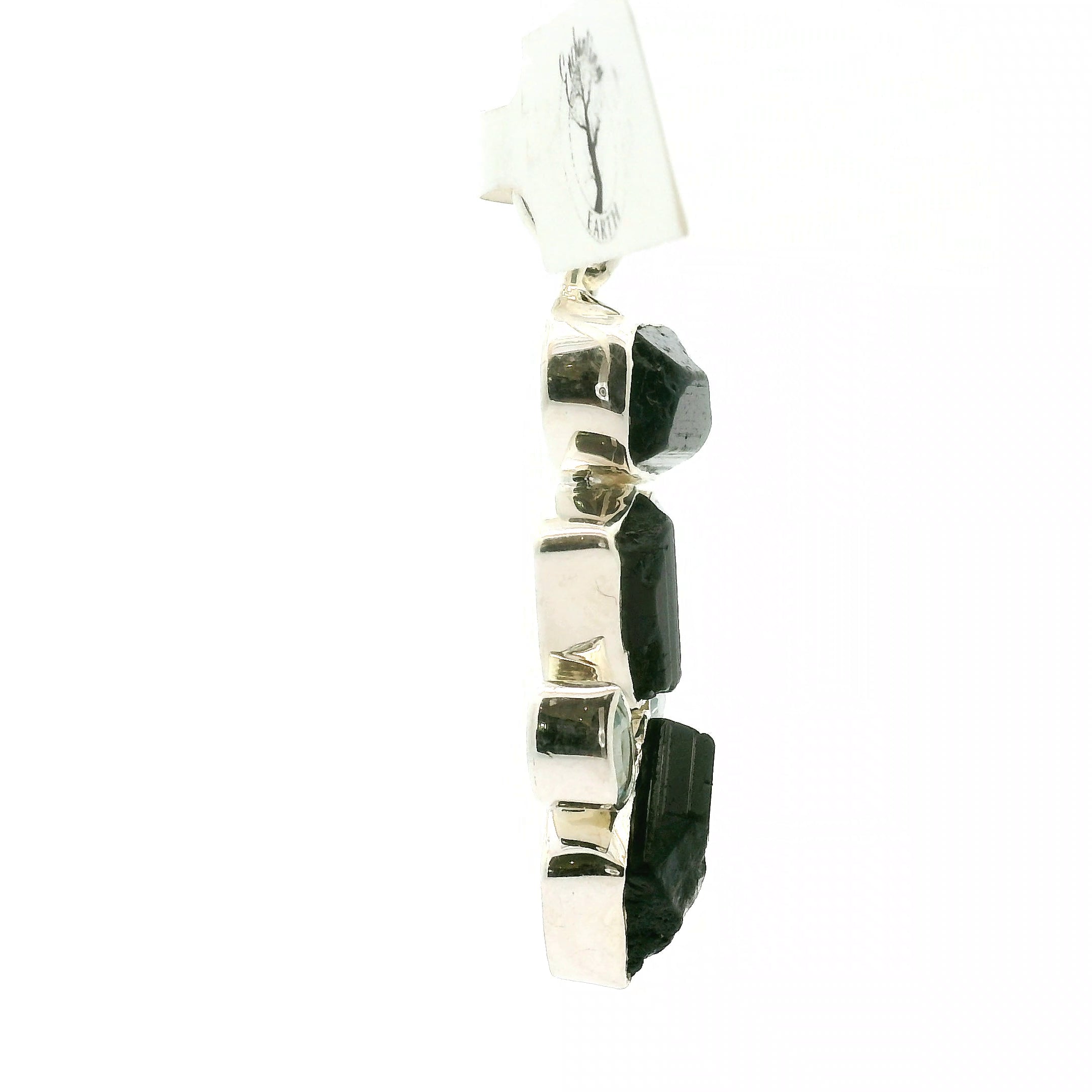 Black Tourmaline Multi-Stone Pendant 925 Silver for Protection and Energetic Purification