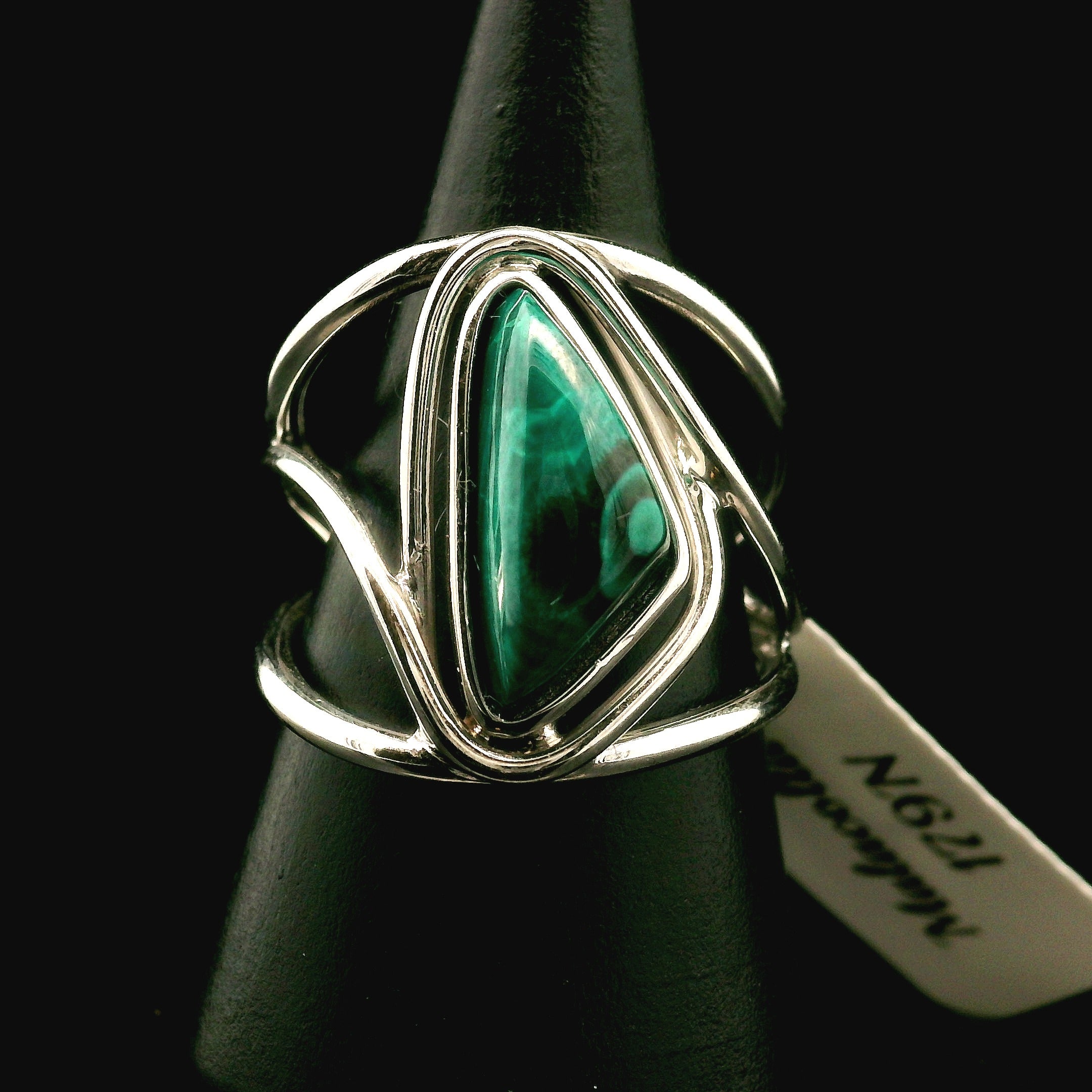 Malachola Cuff Ring .925 Silver for Abundance, Protection and Transformation