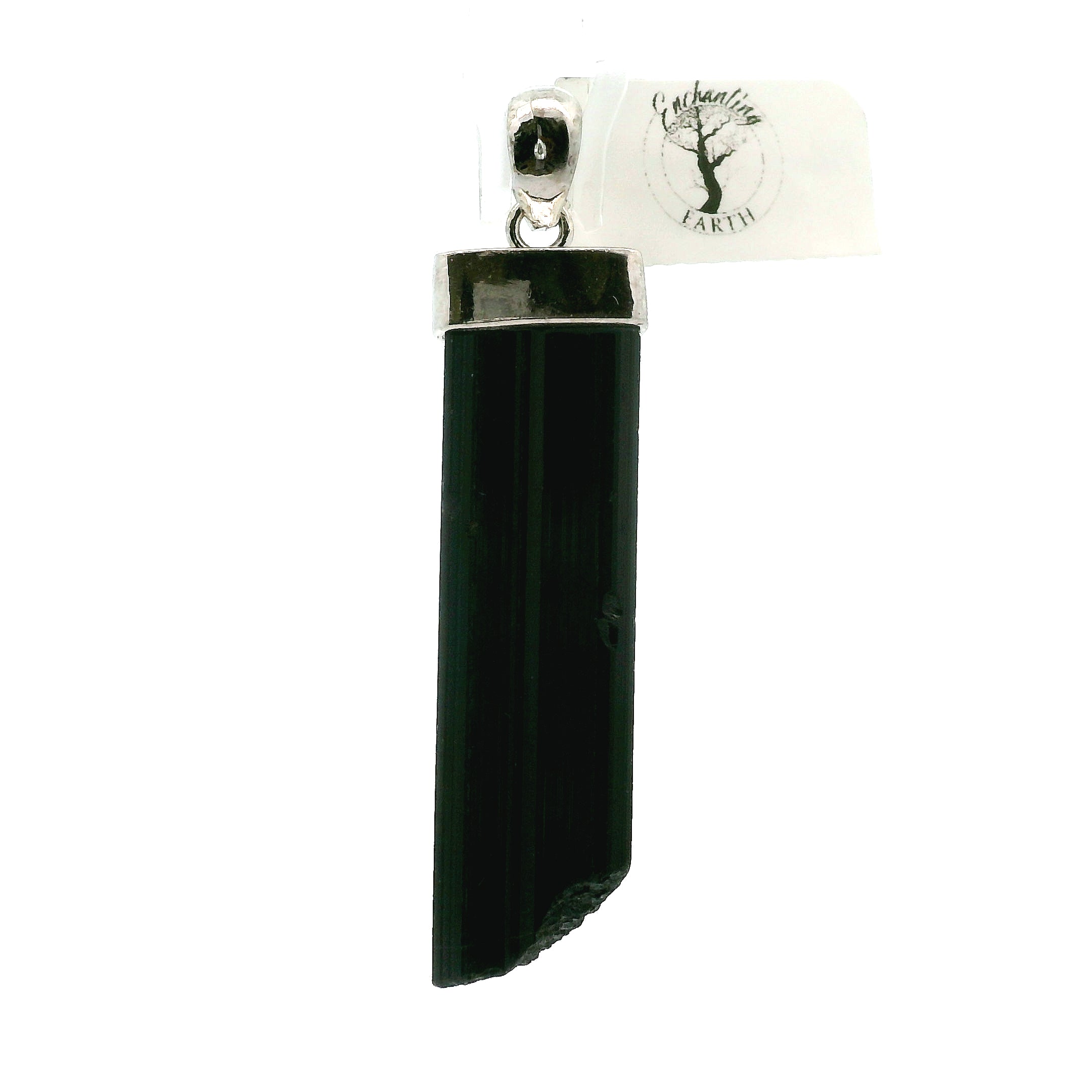 Black Tourmaline Pendant 925 Silver for Protection and Energetic Purification