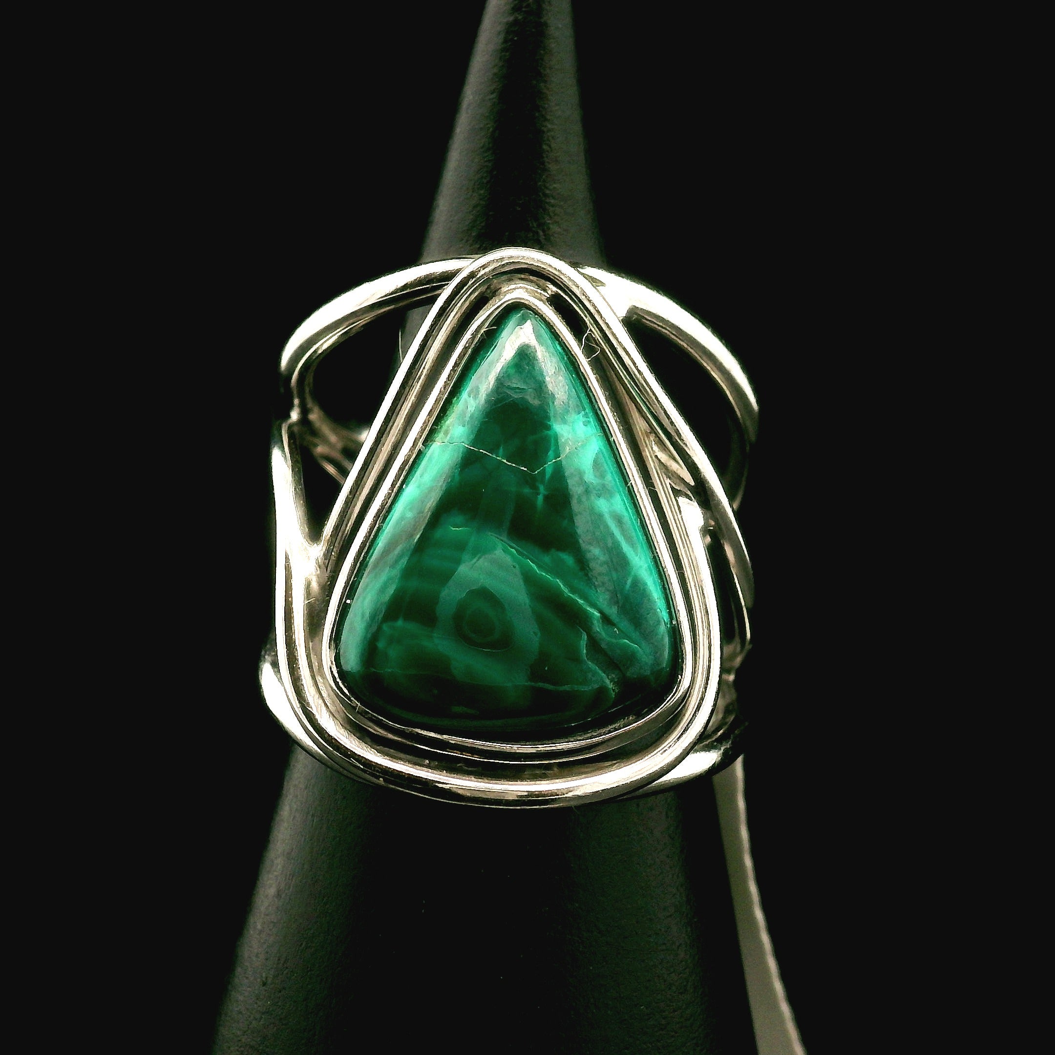 Malachola Cuff Ring .925 Silver for Abundance, Protection and Transformation