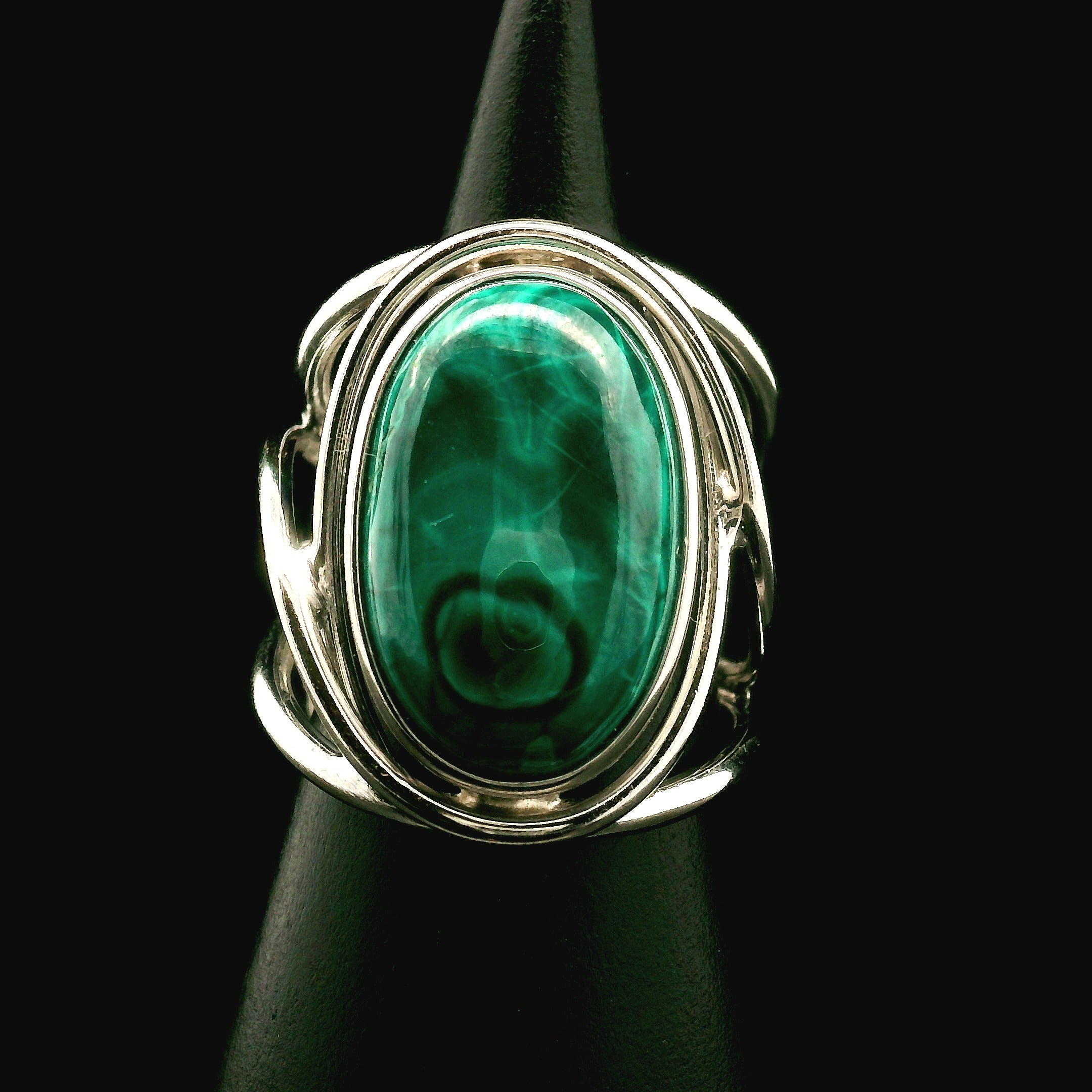 Malachola Cuff Ring .925 Silver for Abundance, Protection and Transformation