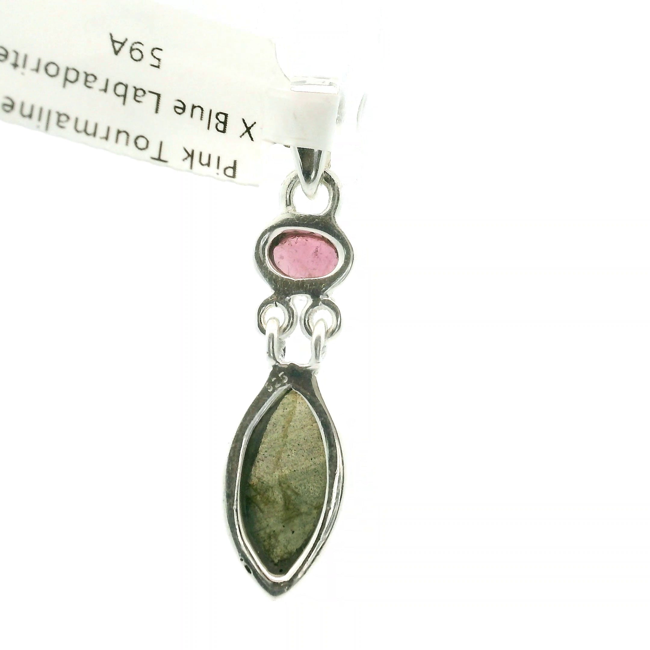 Labradorite with Pink Tourmaline Pendants .925 Silver for Magic, Protection and Guidance
