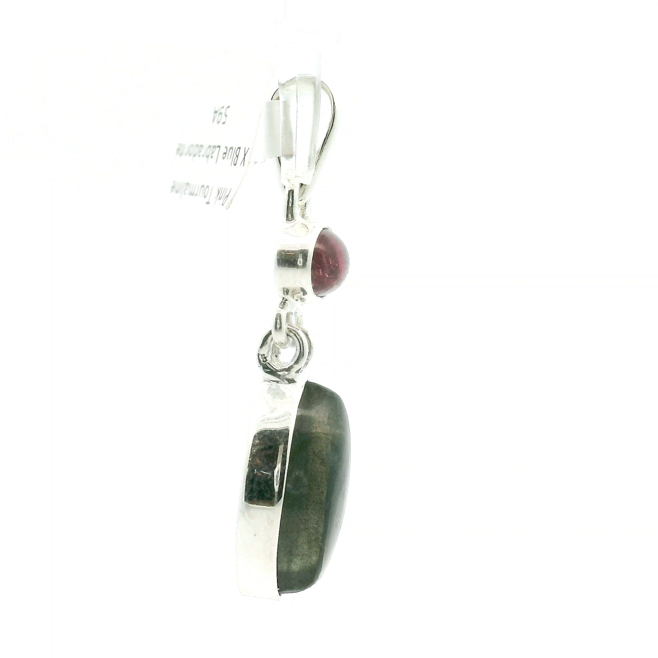 Labradorite with Pink Tourmaline Pendants .925 Silver for Magic, Protection and Guidance