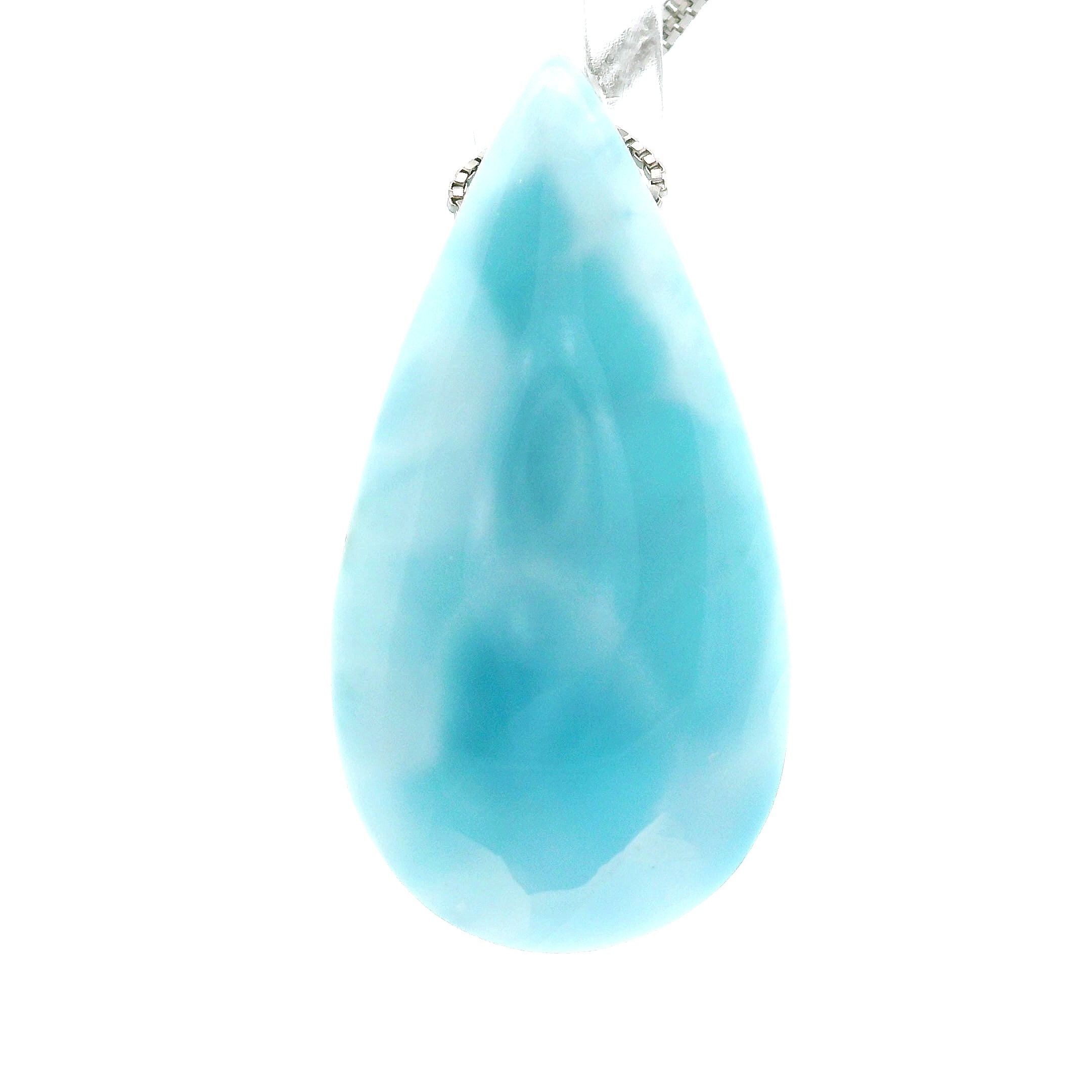 Larimar Drop Silver Necklace 925 Silver for Tranquility and Enhanced Communication