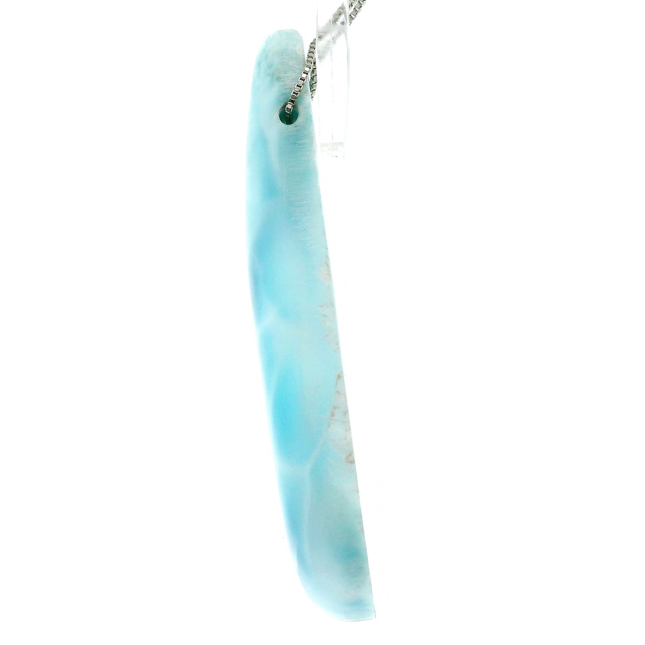 Larimar Drop Silver Necklace 925 Silver for Tranquility and Enhanced Communication