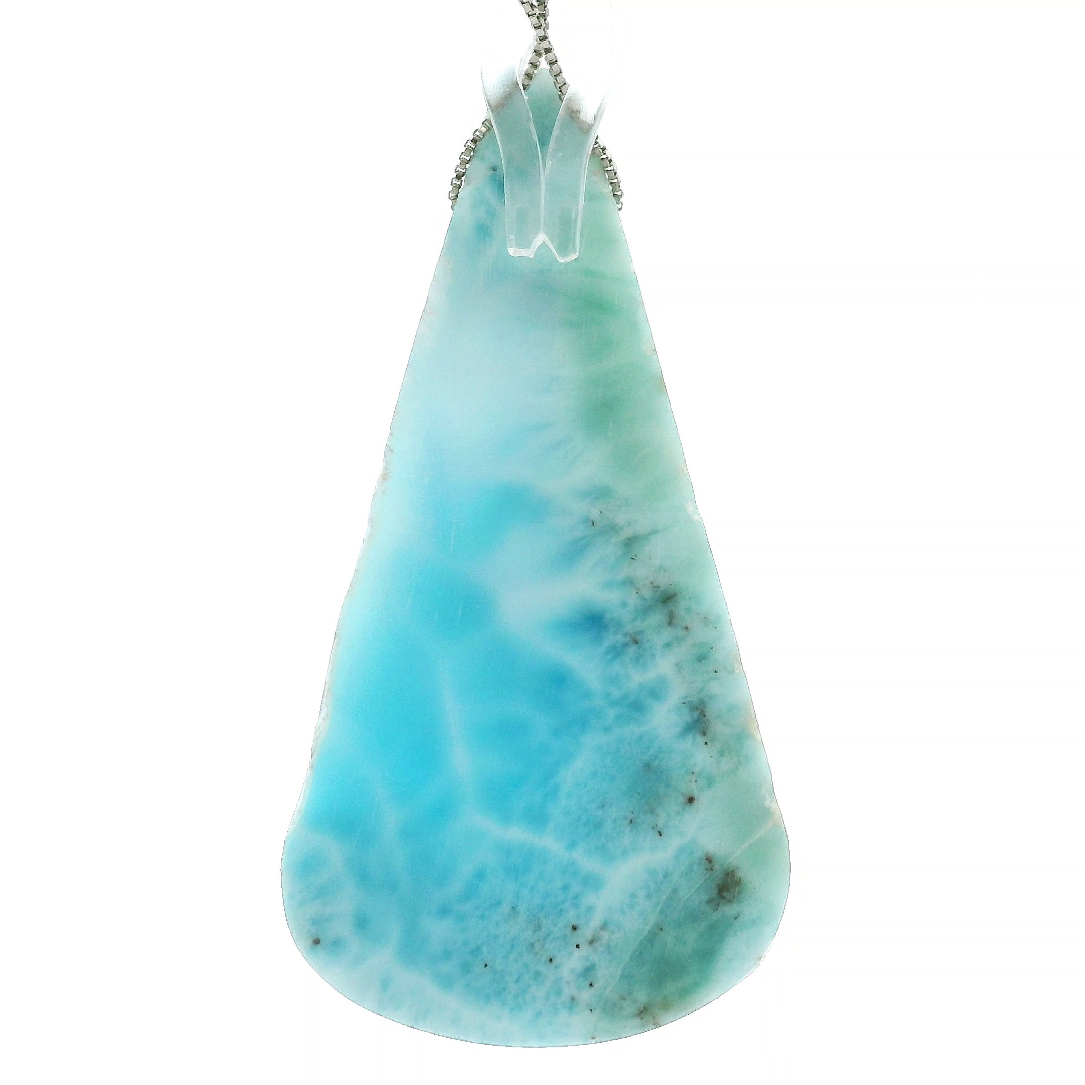 Larimar Drop Silver Necklace 925 Silver for Tranquility and Enhanced Communication