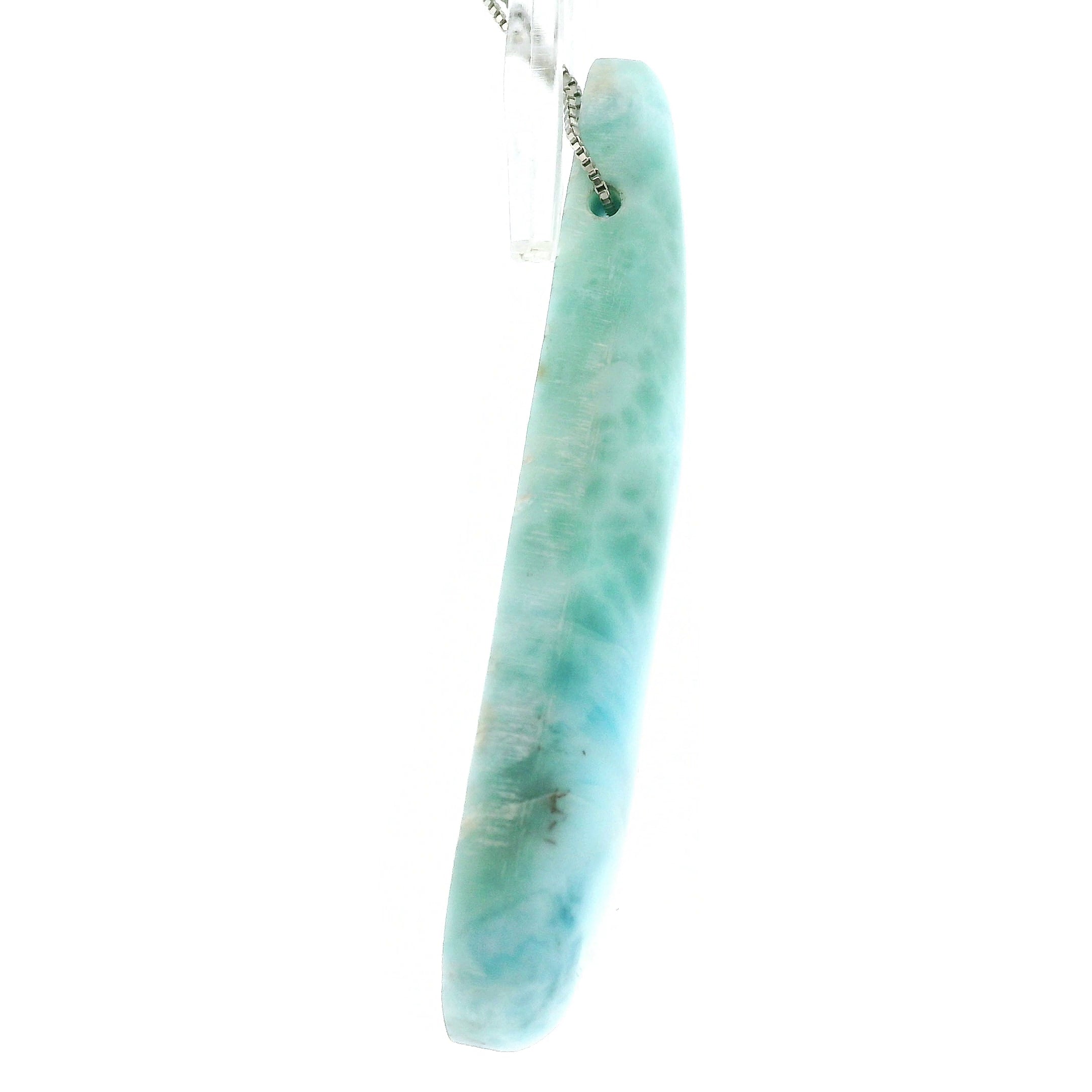 Larimar Drop Silver Necklace 925 Silver for Tranquility and Enhanced Communication