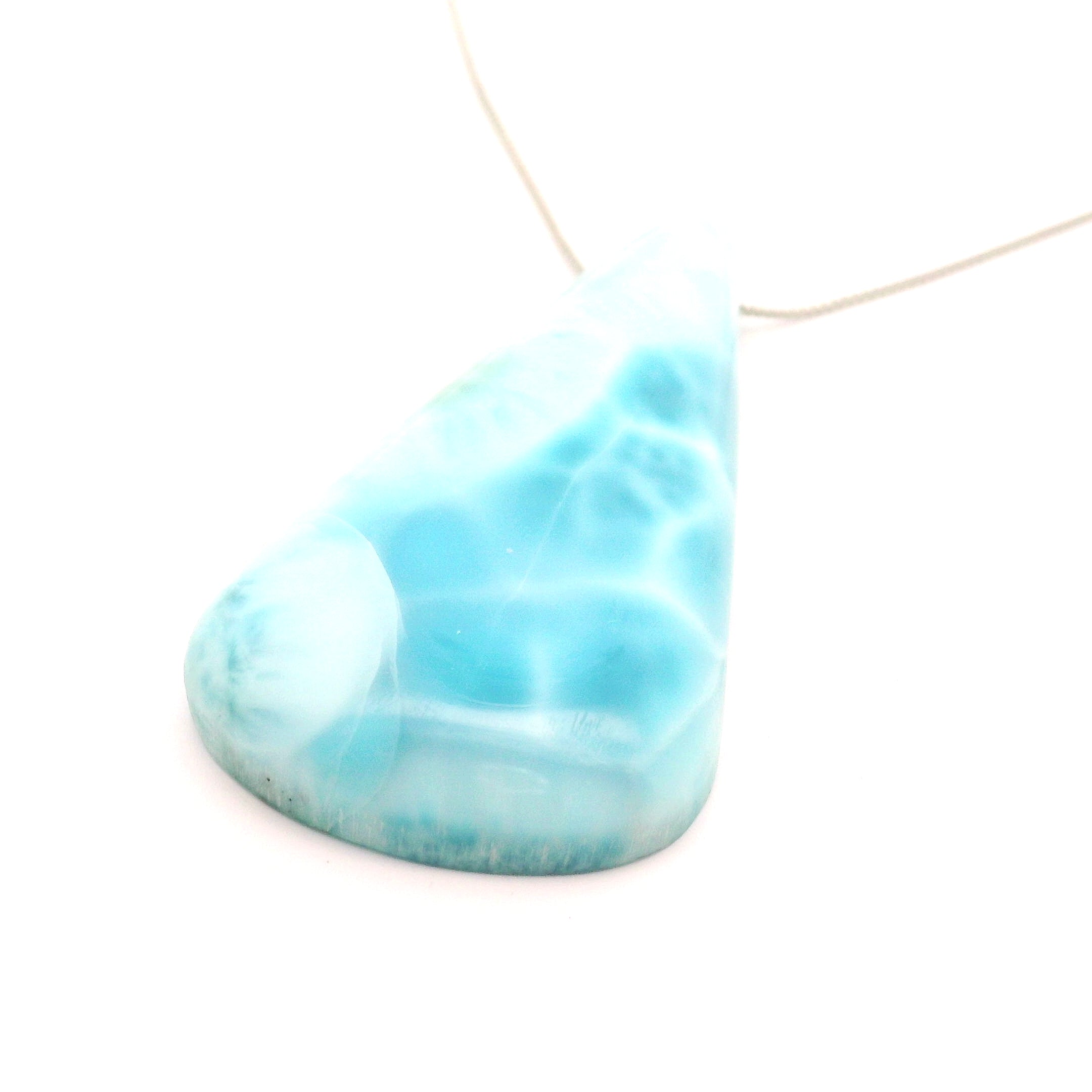 Larimar Drop Silver Necklace 925 Silver for Tranquility and Enhanced Communication