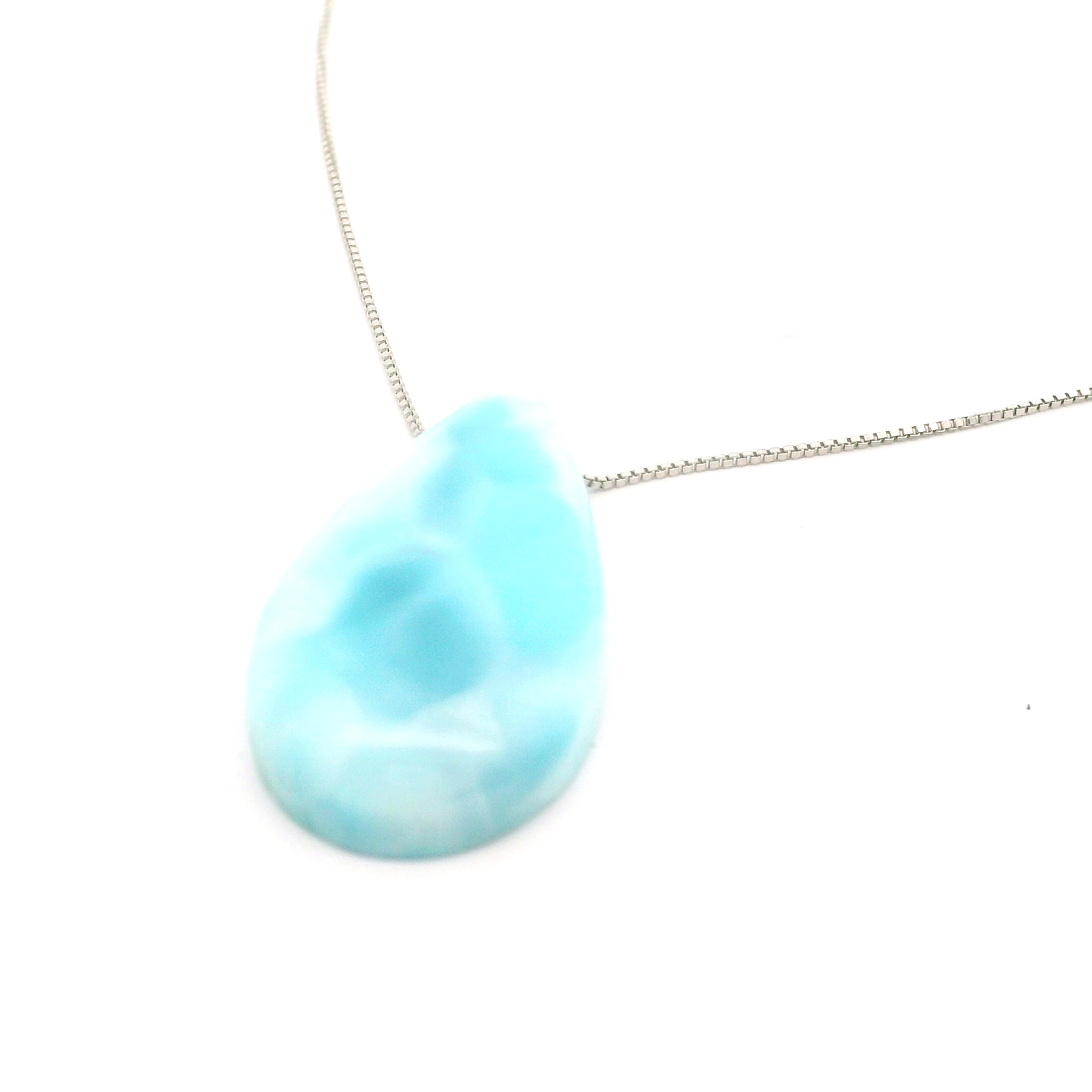 Larimar Drop Silver Necklace 925 Silver for Tranquility and Enhanced Communication