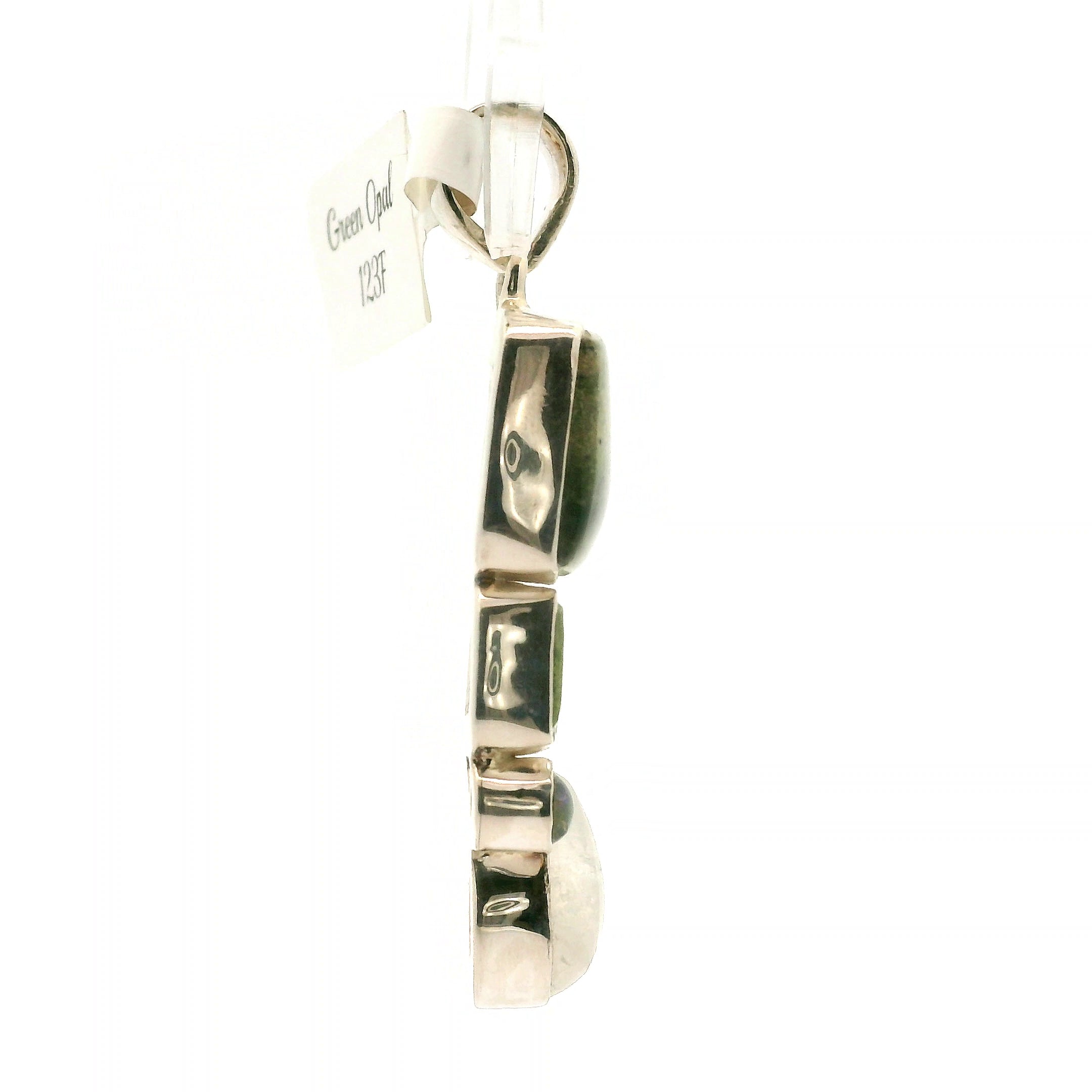 Green Opal, Black Opal, Green Kyanite and Moonstone Pendant .925 Silver for Encouraging Surrender to the Divine Will