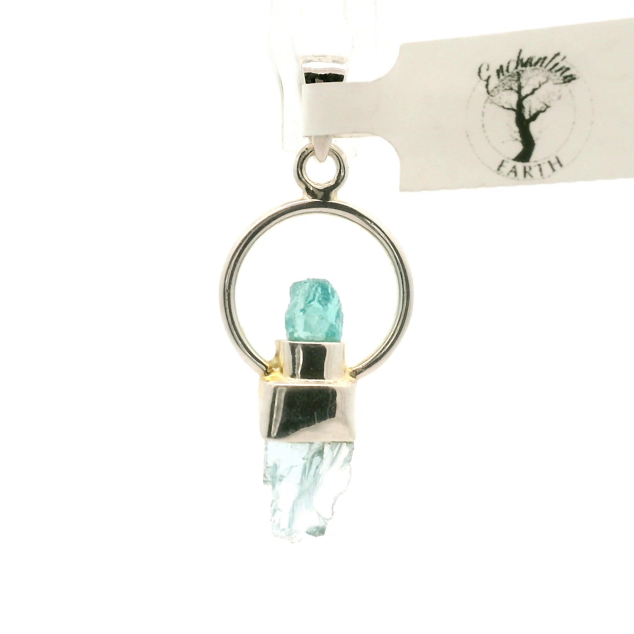 Blue Apatite and Aquamarine Pendants .925 Silver for Overall Health and Wellness
