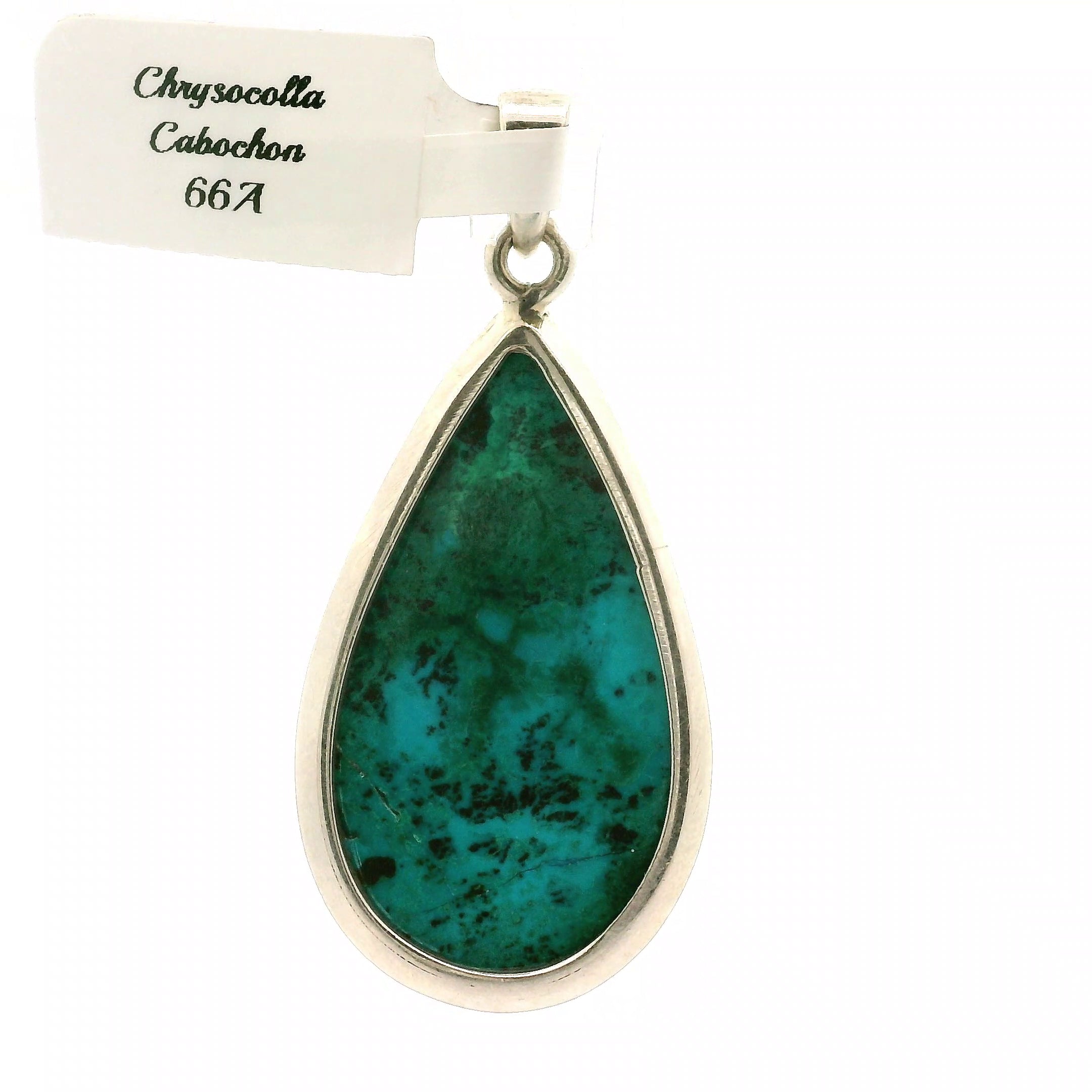 Chrysocolla Cabachon Pendant .925 Silver for Abundance, Protection and Transformation