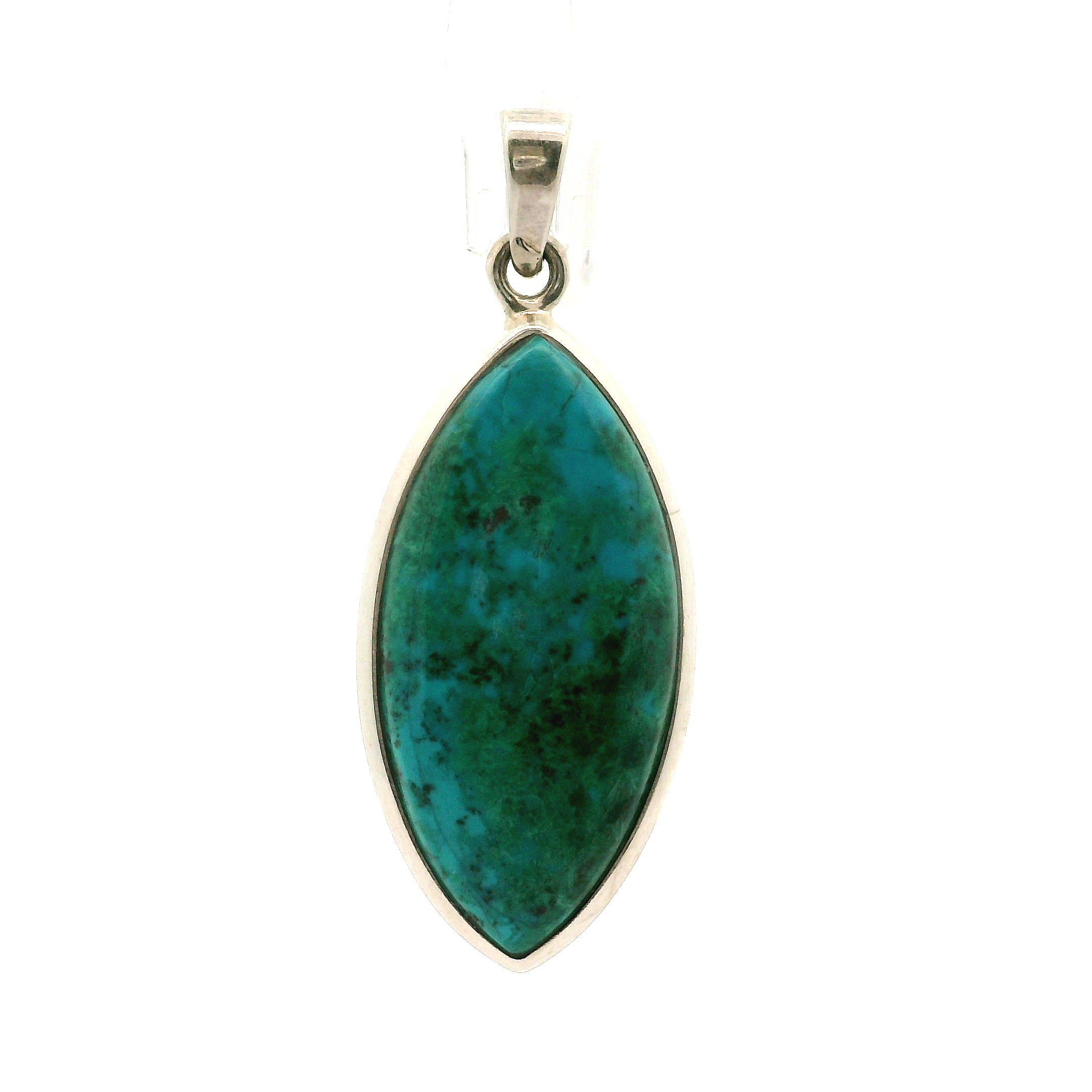 Chrysocolla Cabachon Pendant .925 Silver for Abundance, Protection and Transformation