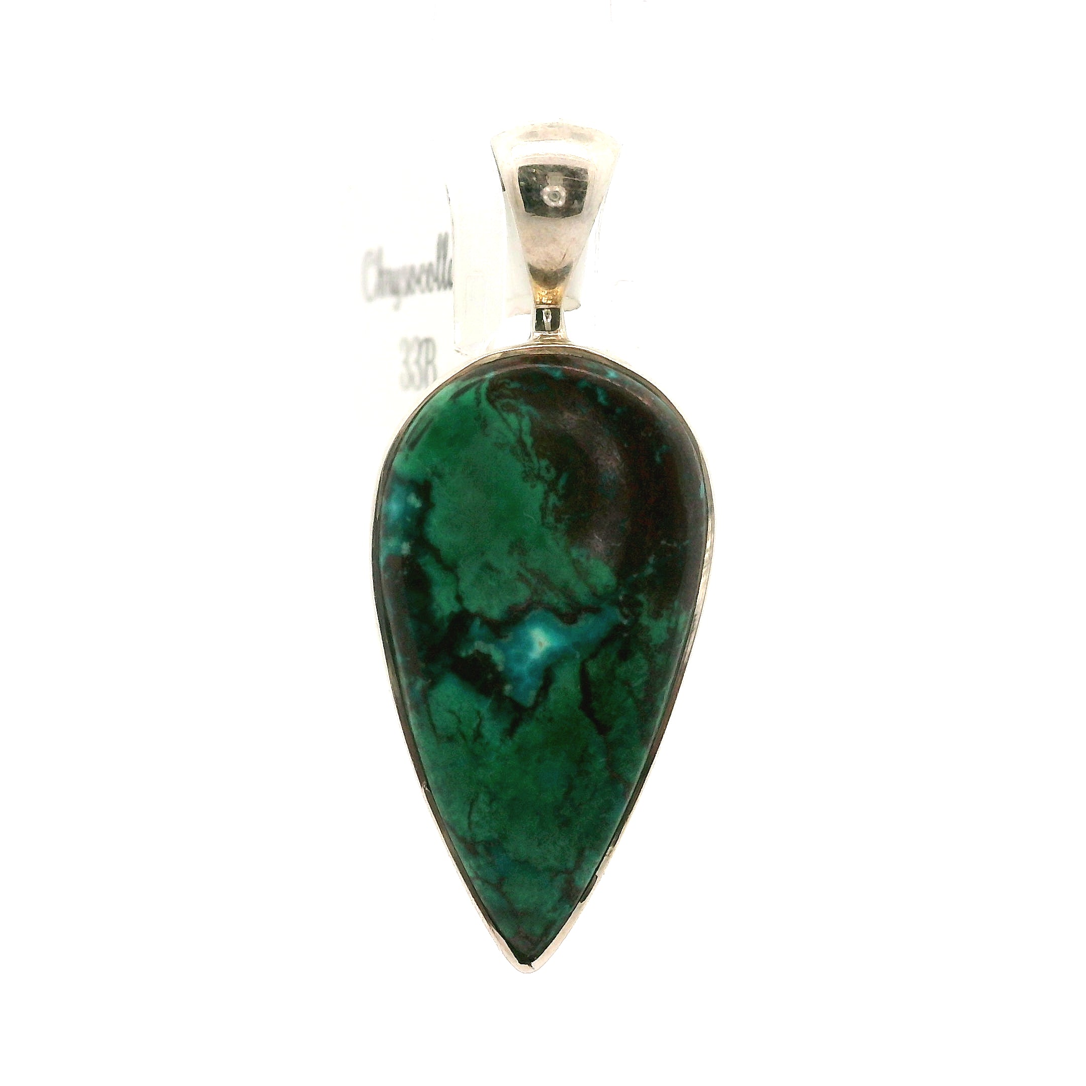 Chrysocolla Cabachon Pendant .925 Silver for Abundance, Protection and Transformation