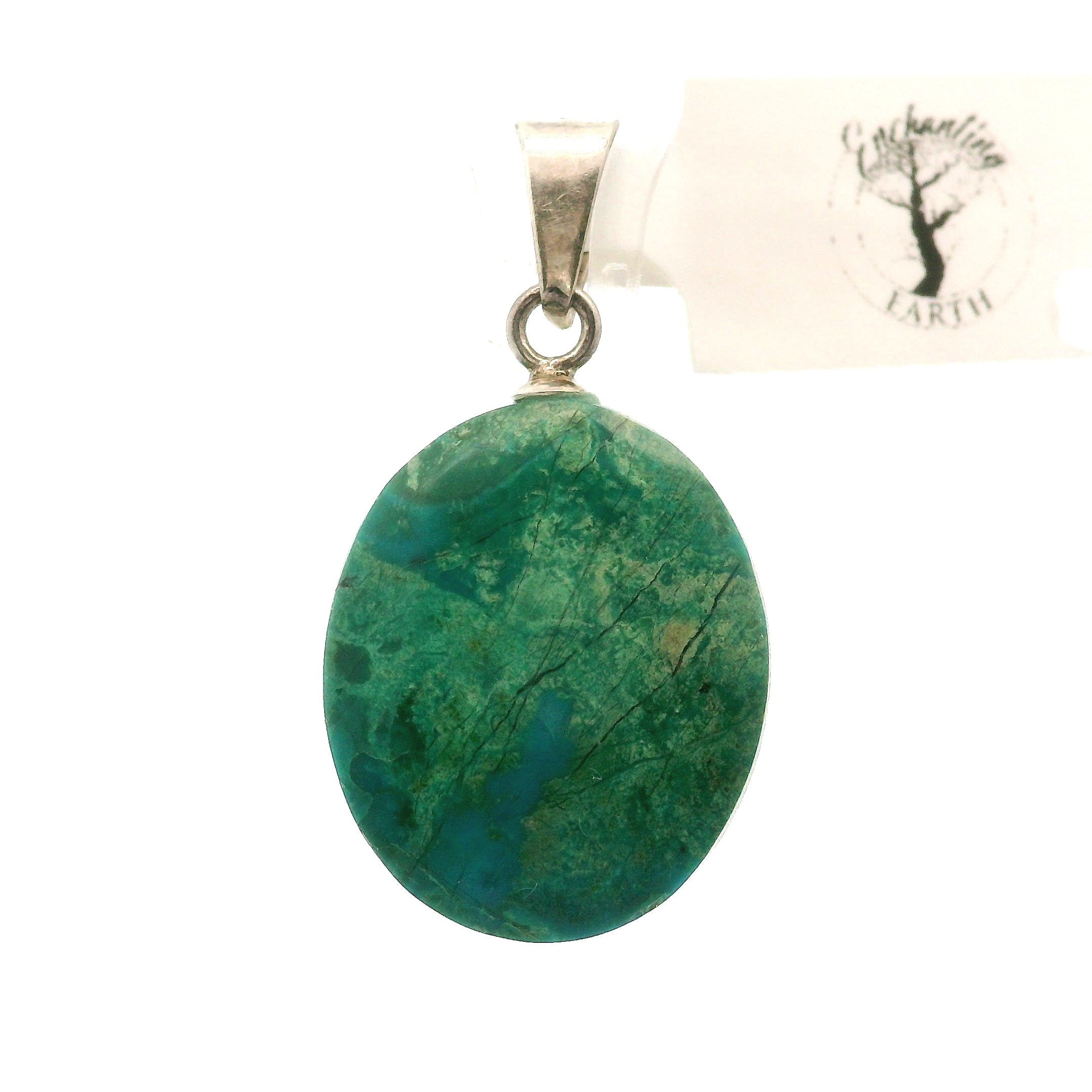 Chrysocolla Malachite Drilled Pendants .925 Silver for Abundance, Protection and Transformation