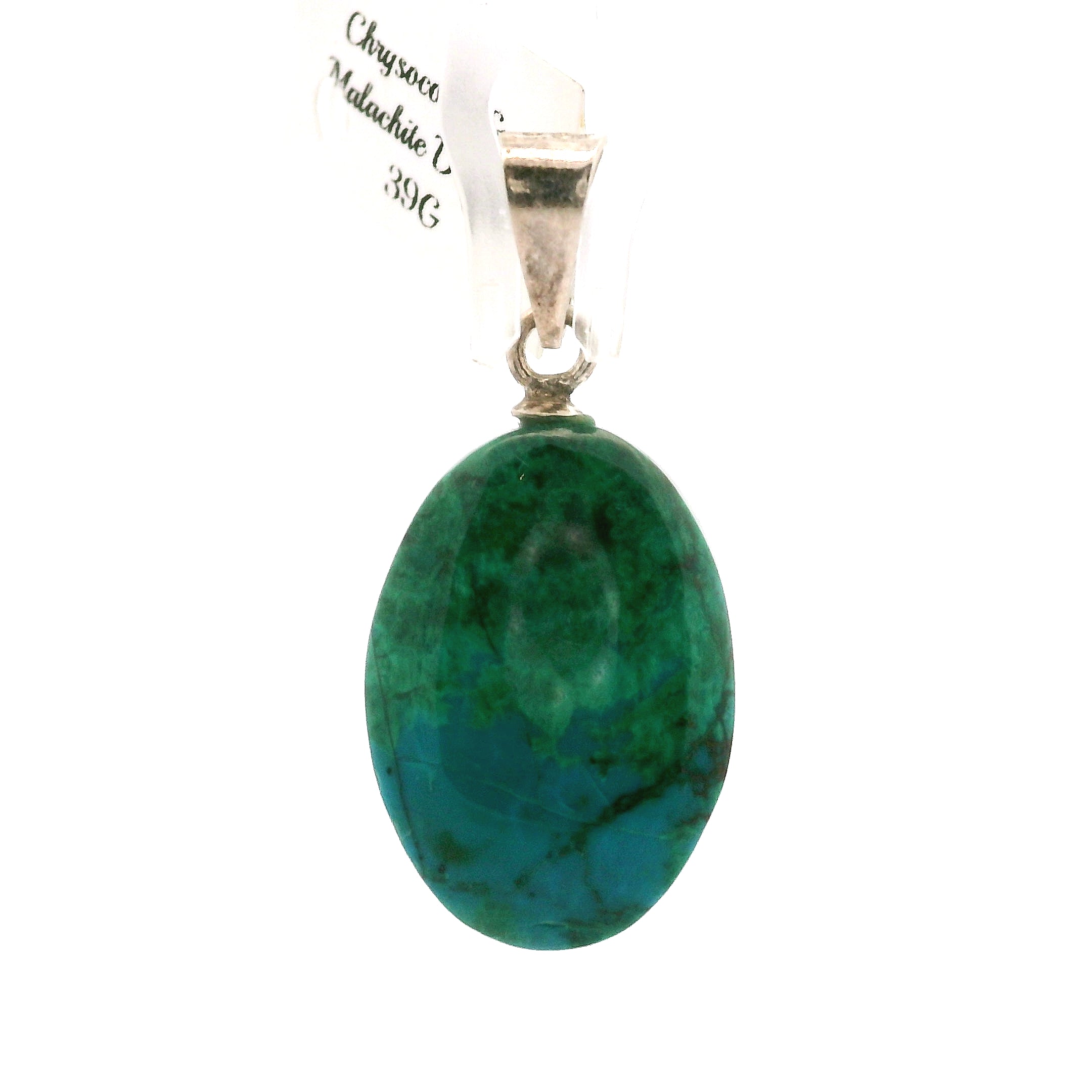 Chrysocolla Malachite Drilled Pendants .925 Silver for Abundance, Protection and Transformation